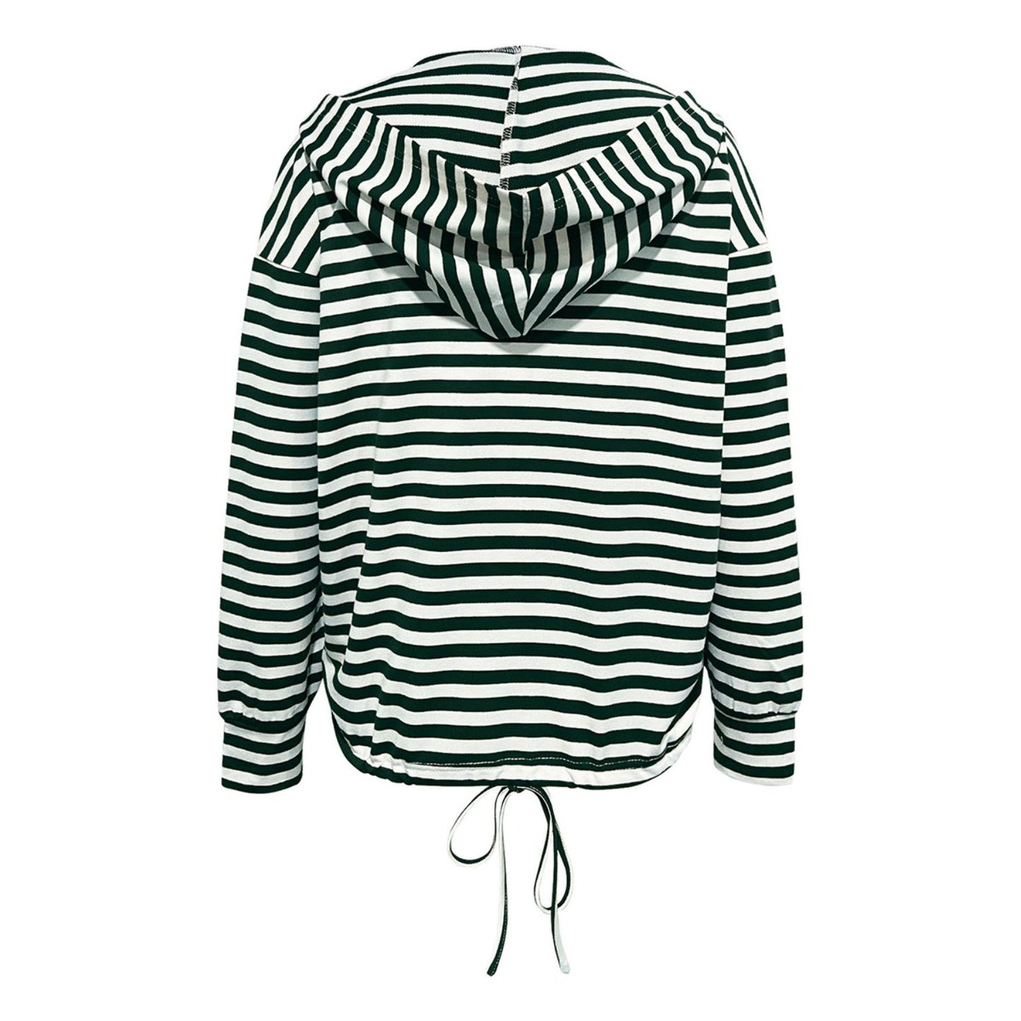 Drawstring Striped Long Sleeve Hoodie