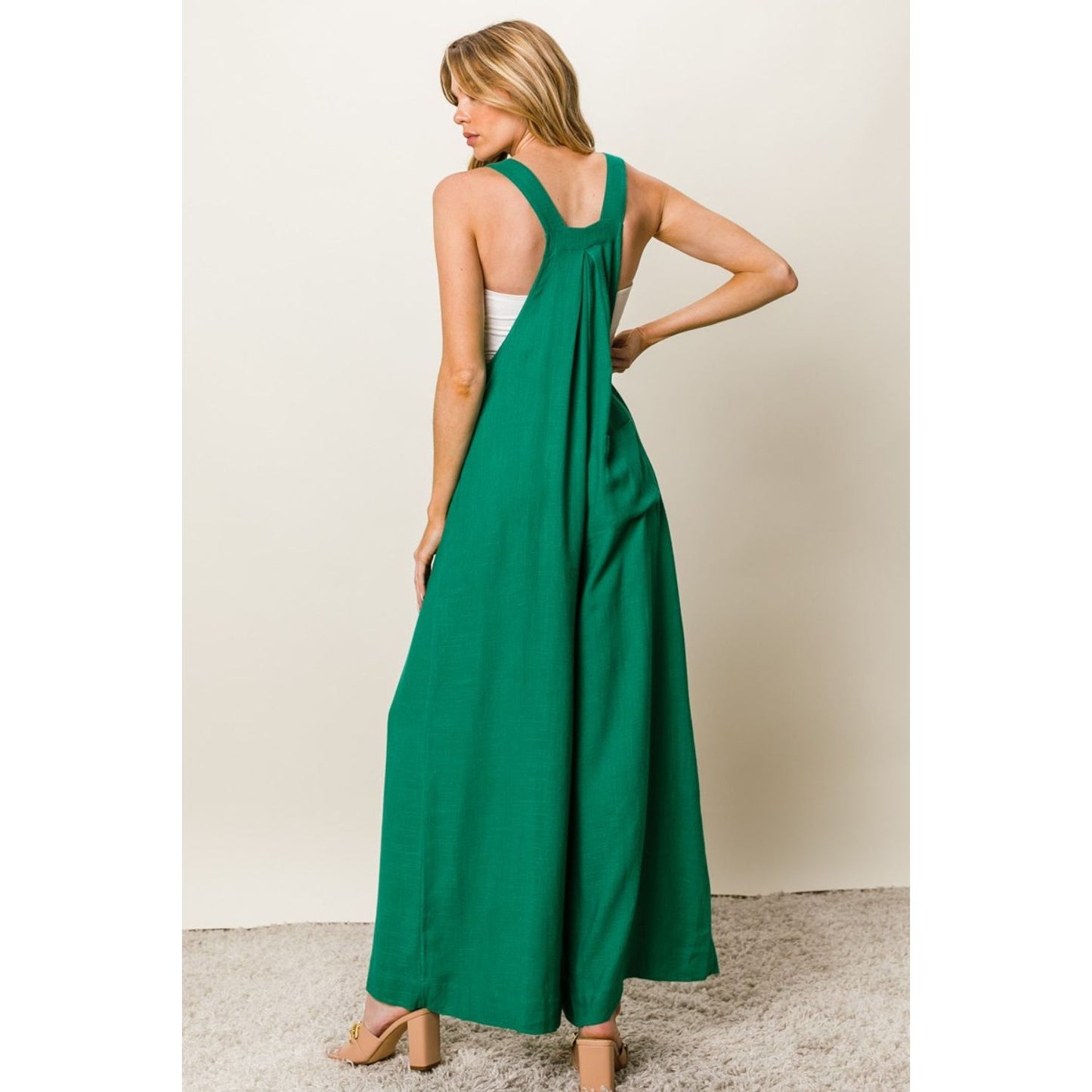 BiBi Texture Sleeveless Wide Leg Jumpsuit