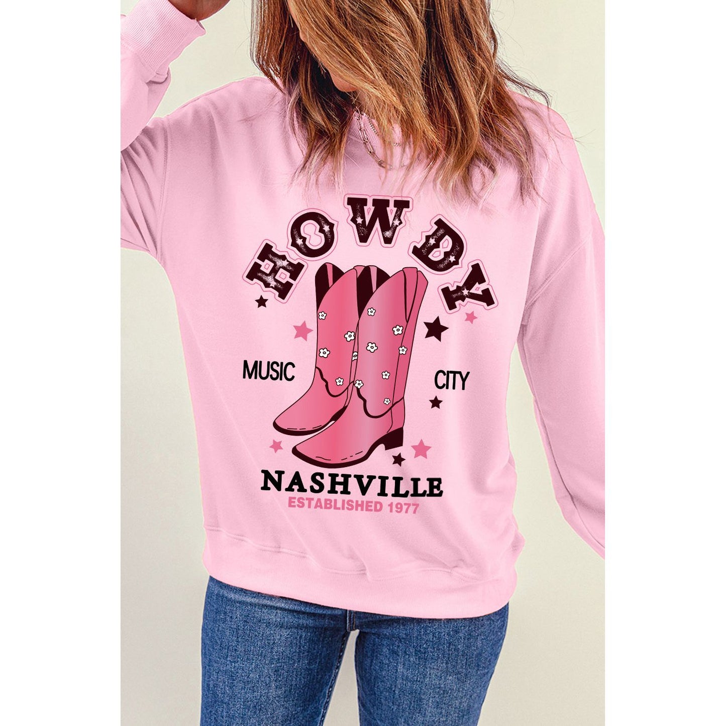 Cowboy Boots Graphic Dropped Shoulder Sweatshirt