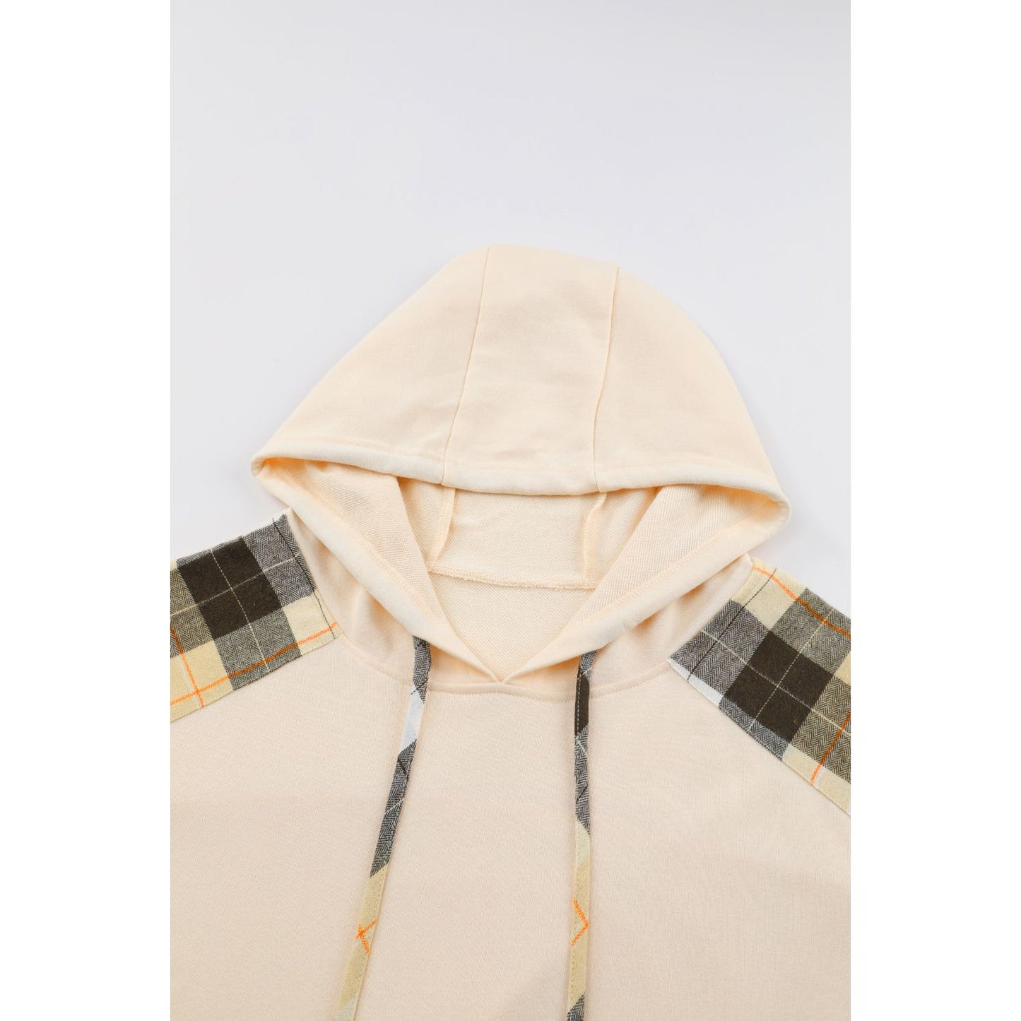 Drawstring Plaid Long Sleeve Hoodie