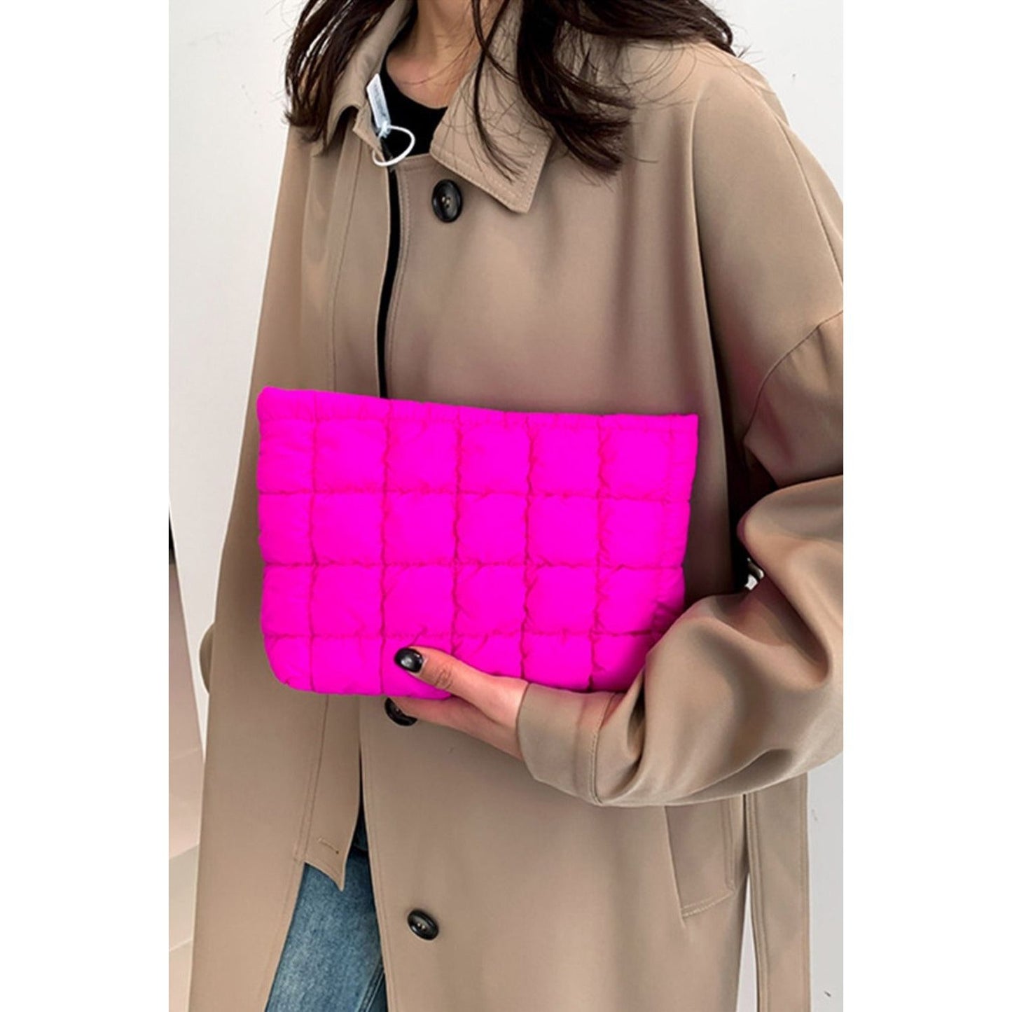 Zenana Quilted Puffy Pouch Clutch Bag