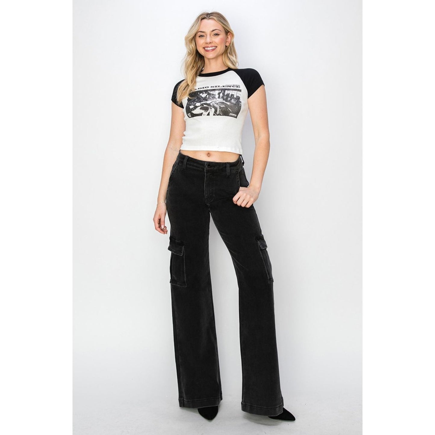 Risen Full Size High Rise Wide Leg Cargo Jeans