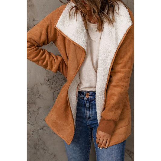 Open Front Long Sleeve Sherpa Jacket