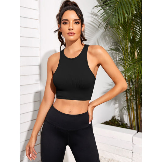 Cropped Round Neck Sports Tank Top