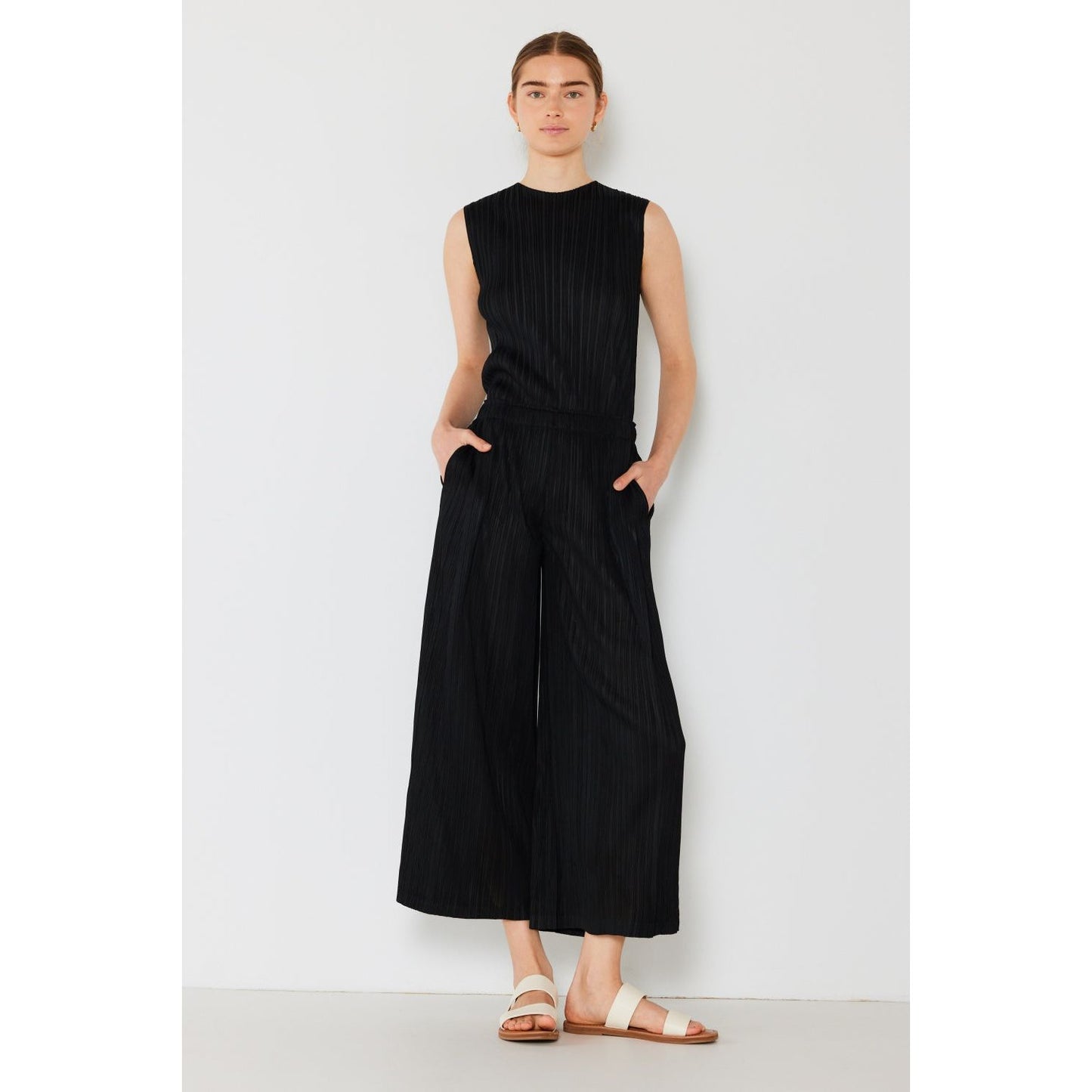 Marina West Swim Pleated Wide-Leg Pants with Side Pleat Detail