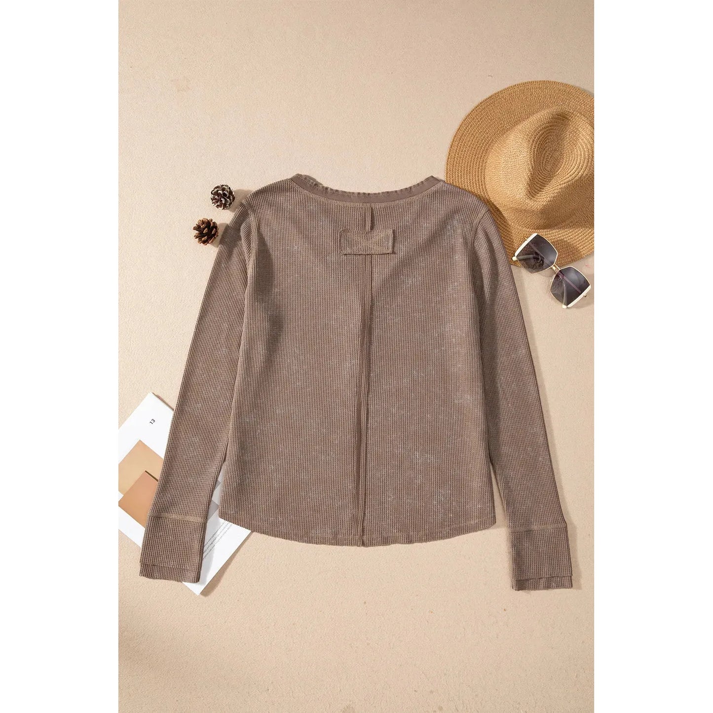 Notched Long Sleeve Top