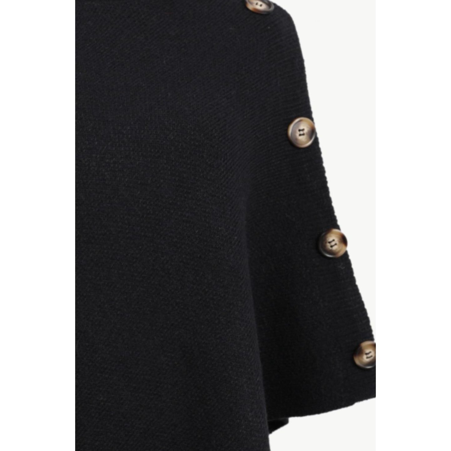 Turtleneck Buttoned Poncho