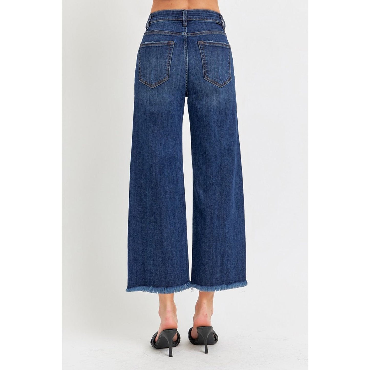 RISEN Full Size Raw Hem Cropped Wide Leg Jeans