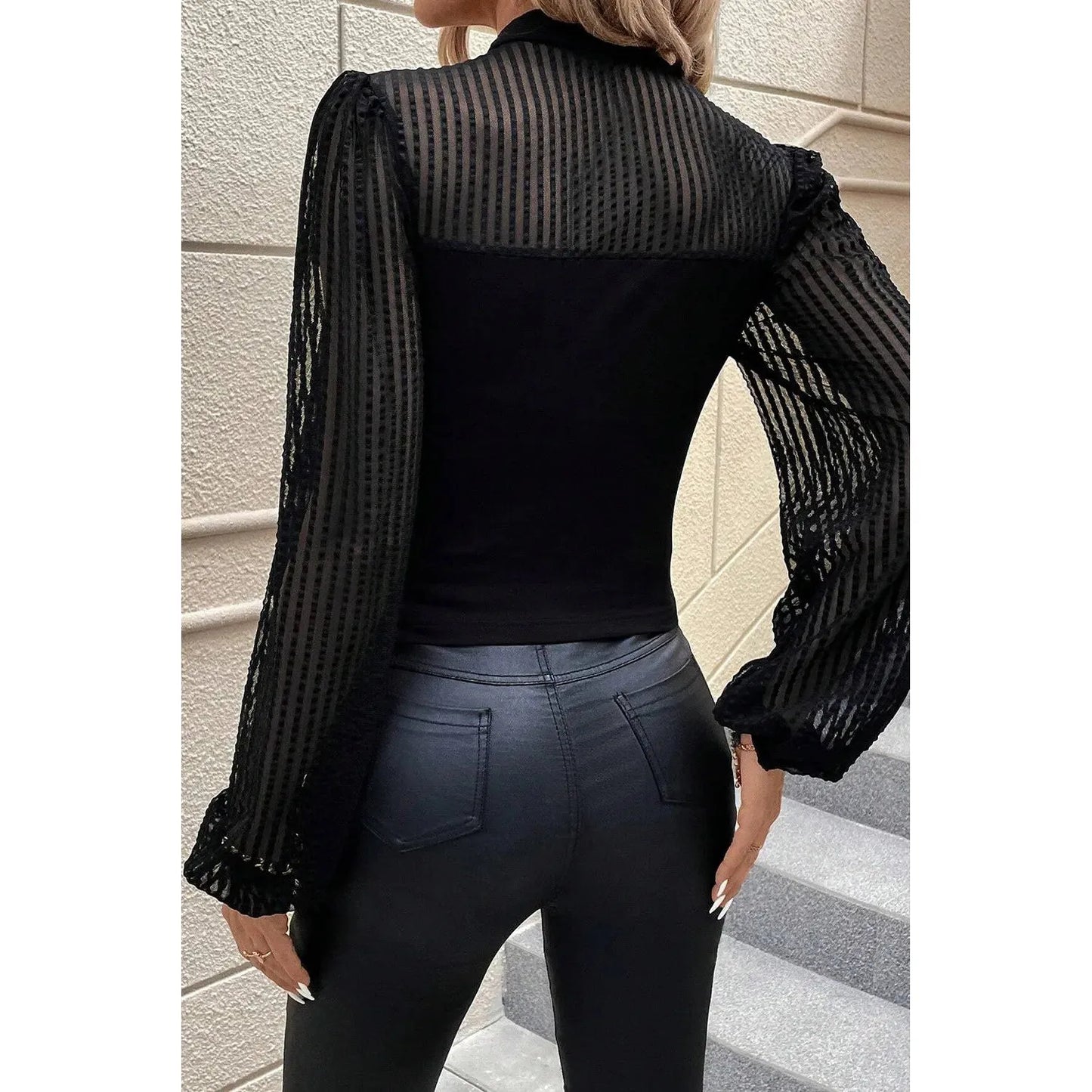 Mock Neck Long Sleeve Blouse