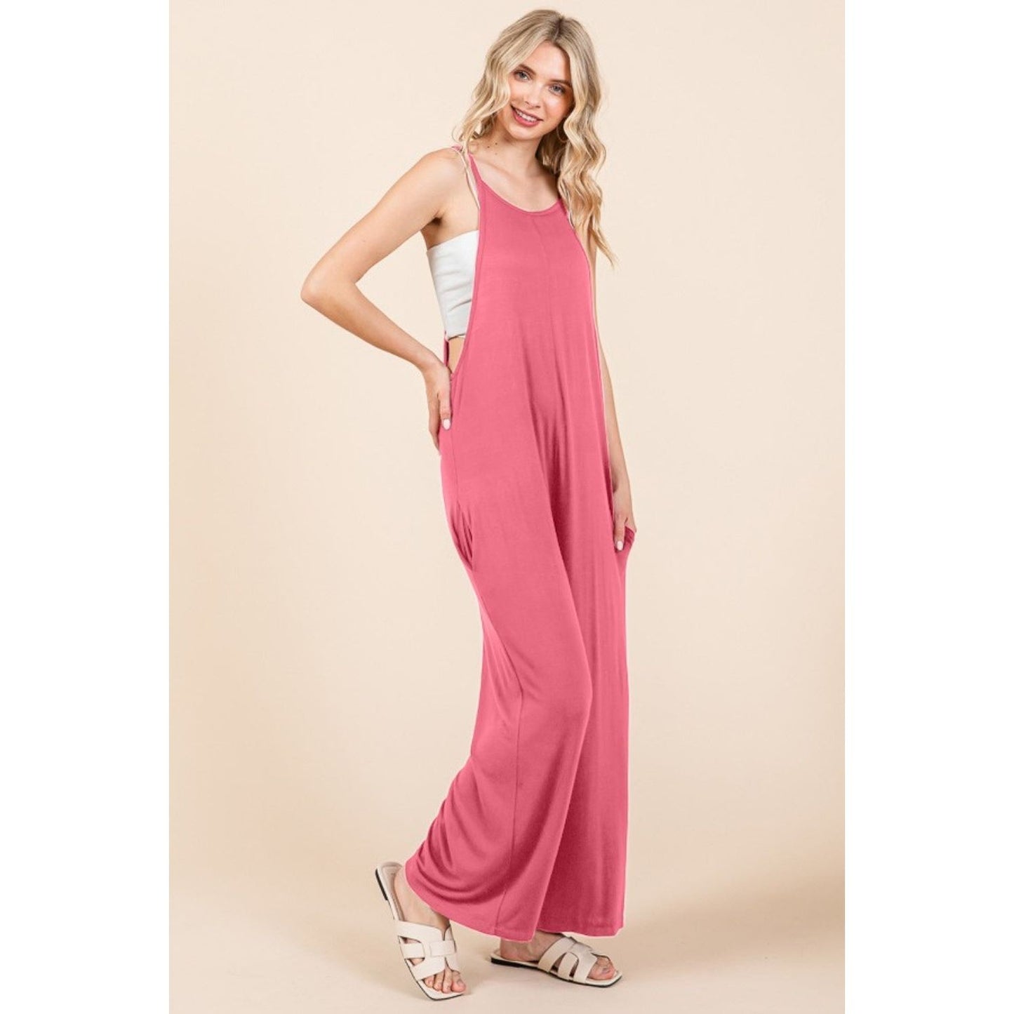 Culture Code Full Size Sleeveless Wide Leg Jumpsuit with Pockets