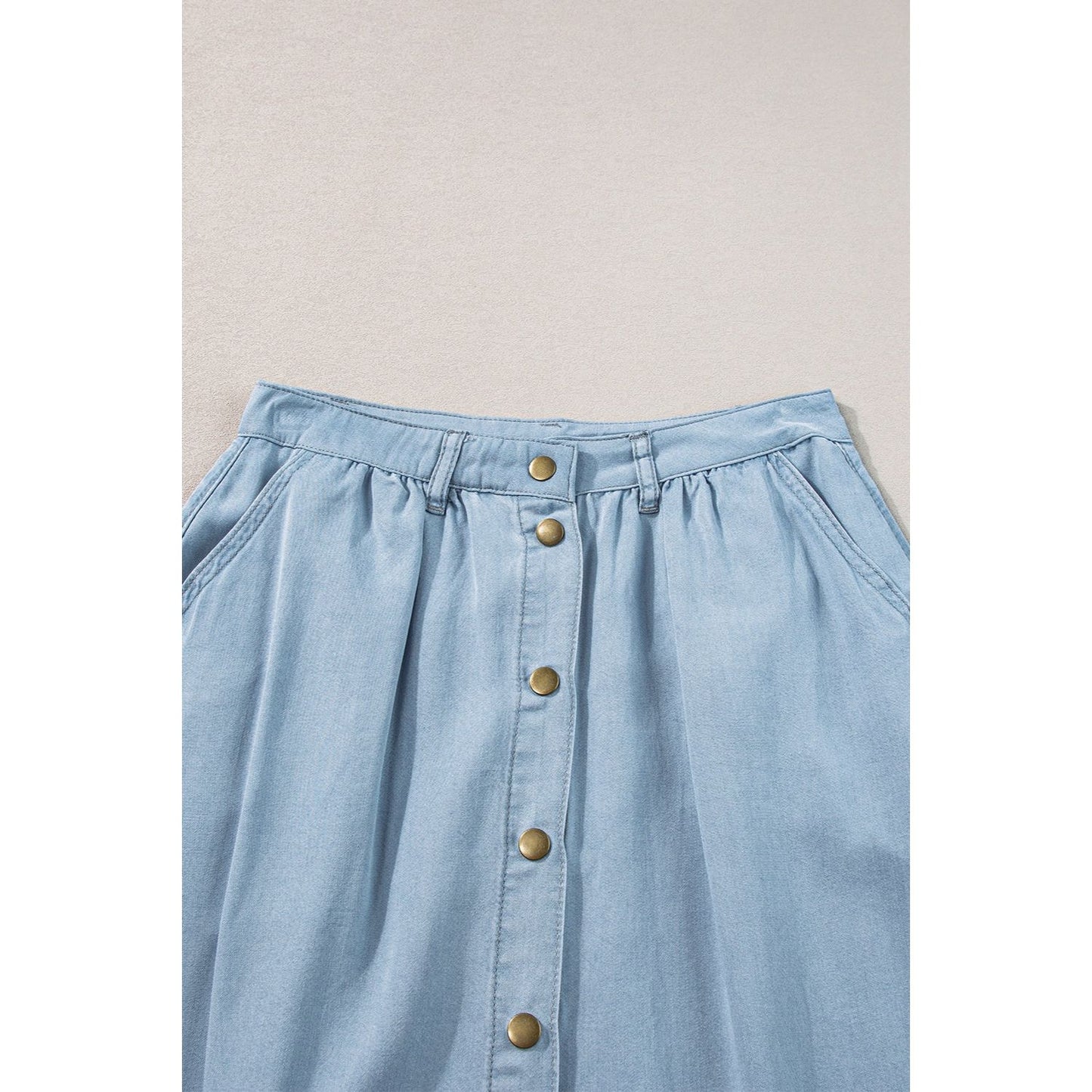 Snap Down High Waist Denim Skirt