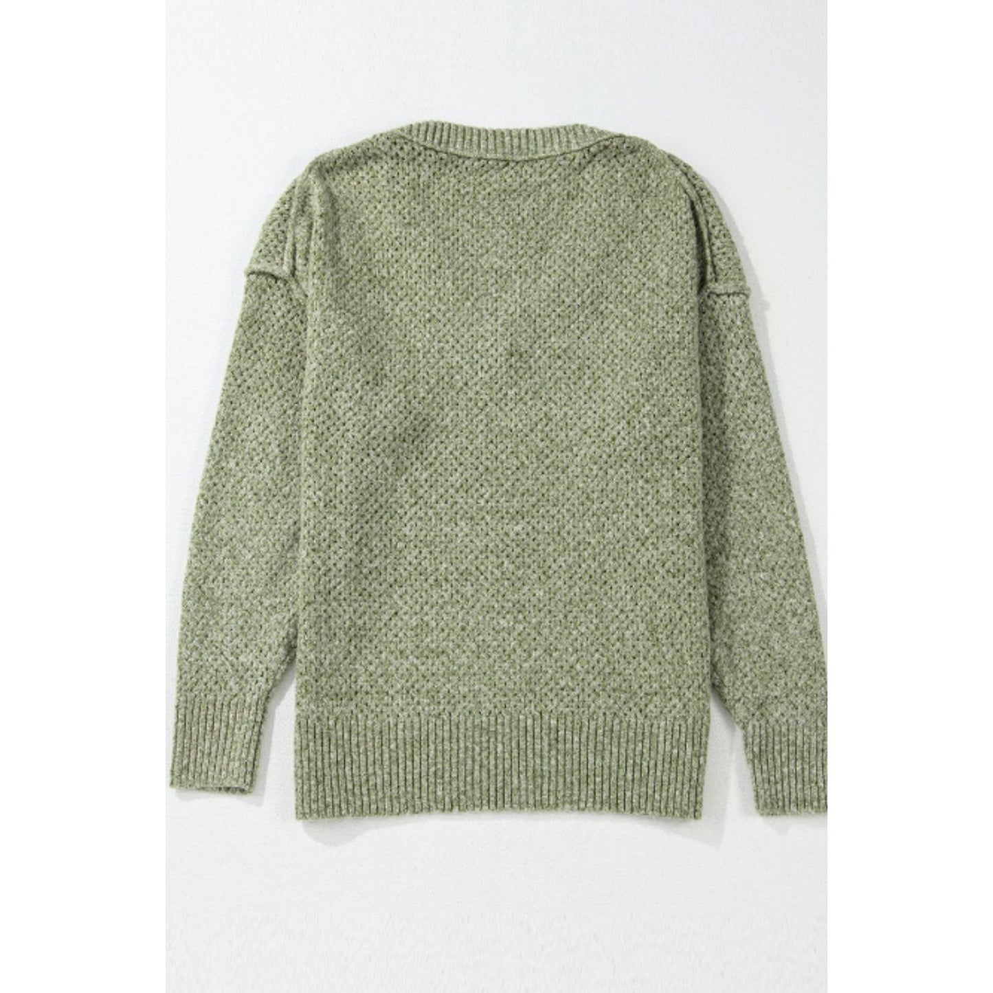 V-Neck Dropped Shoulder Long Sleeve Sweater