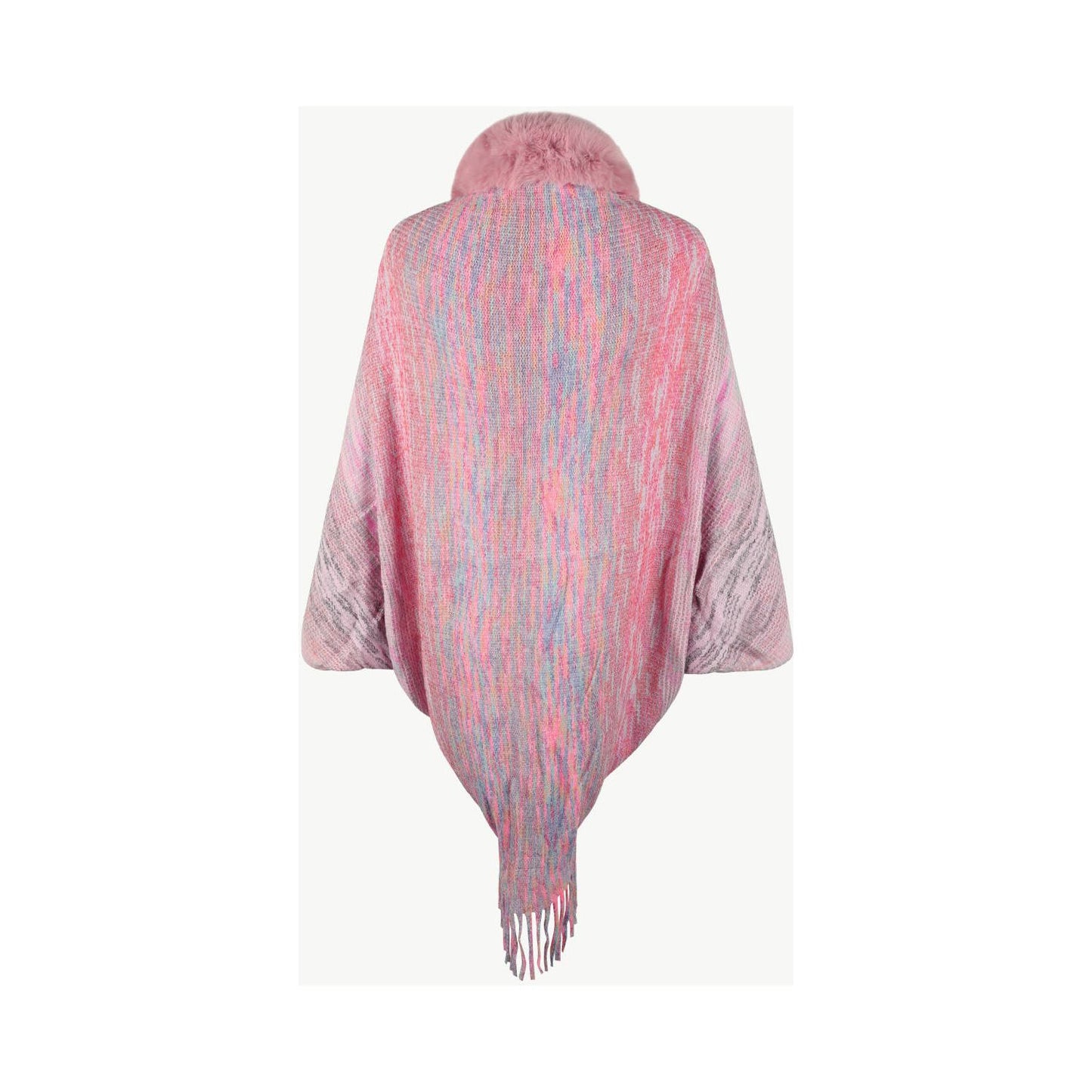 Open Front Fringe Hem Poncho