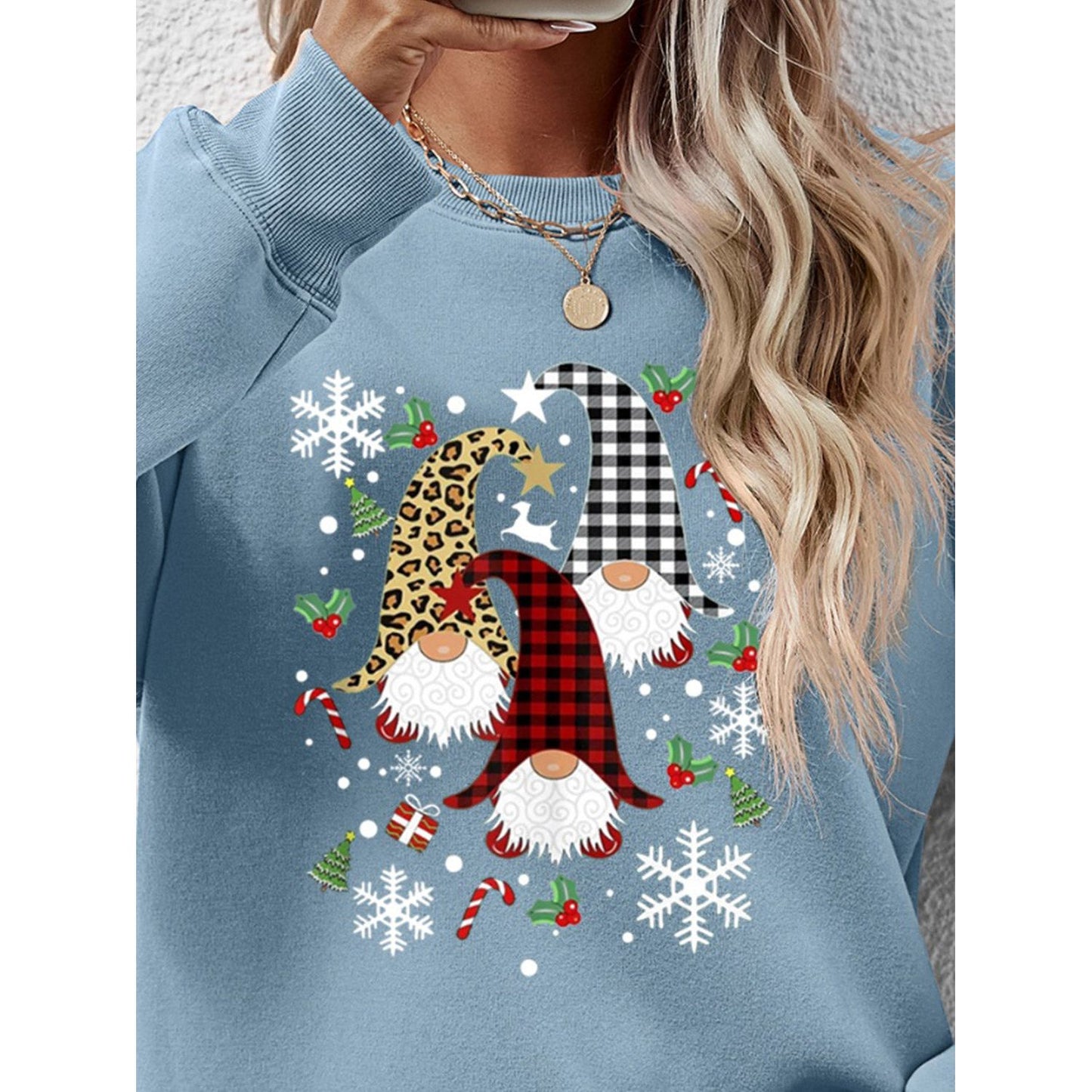 Faceless Gnomes Graphic Drop Shoulder Sweatshirt