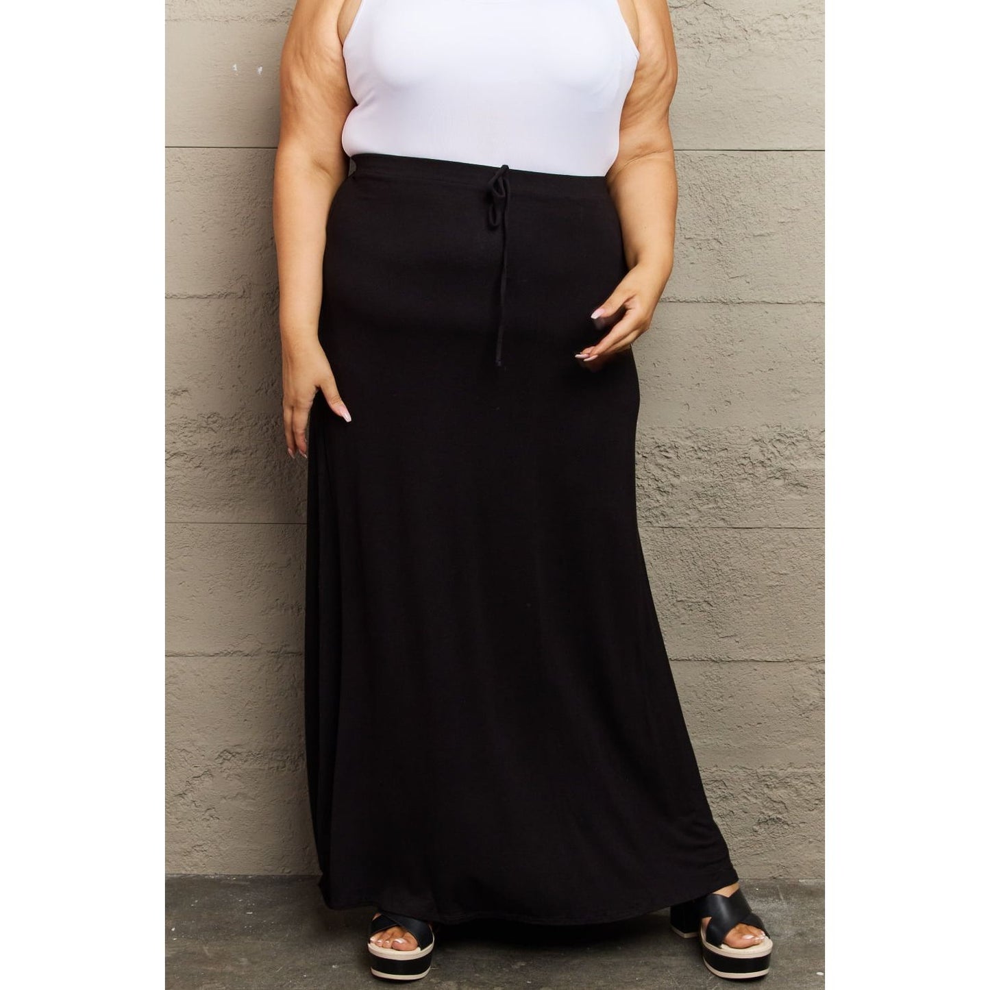 Culture Code For The Day Full Size Flare Maxi Skirt in Black