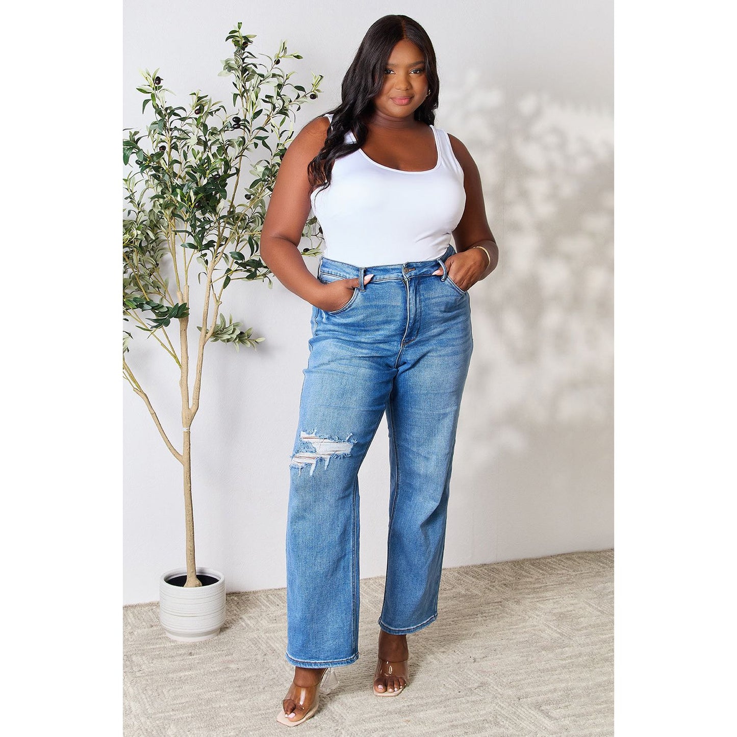 Judy Blue Full Size High Waist Distressed Jeans