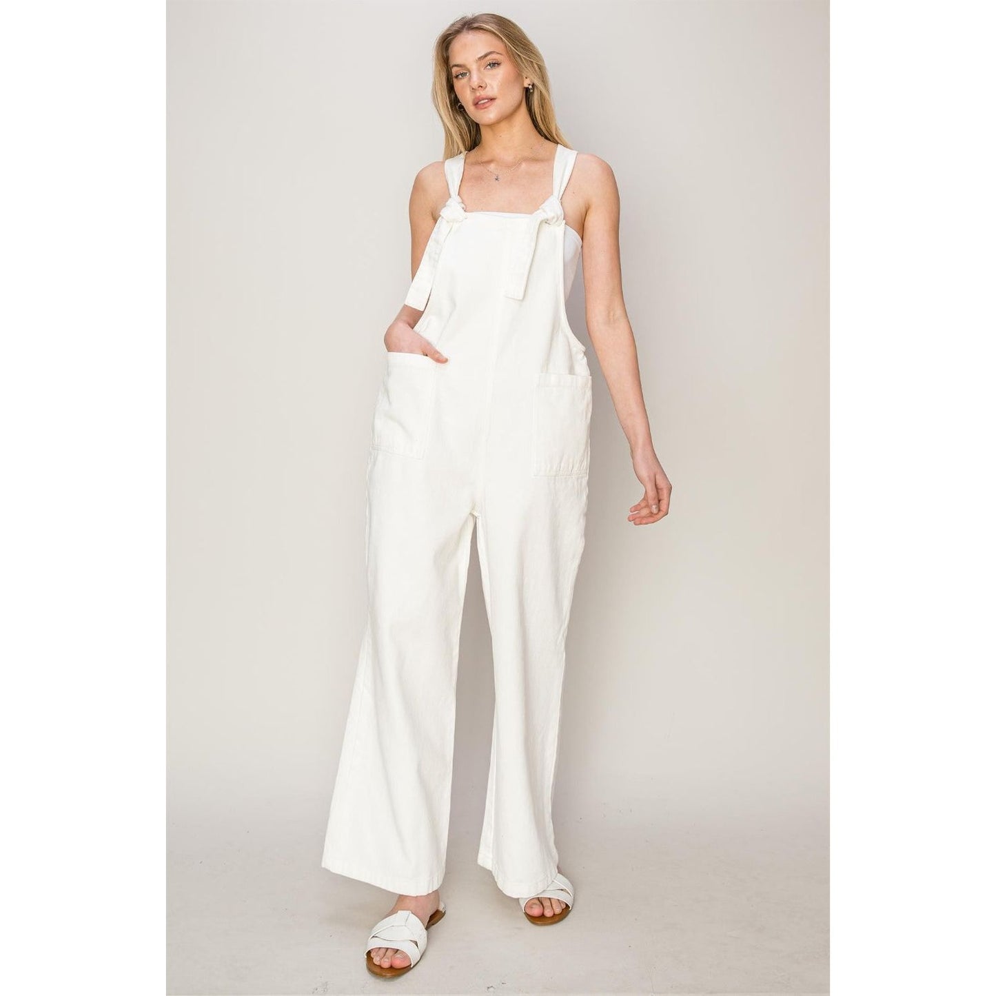 HYFVE Washed Twill Knotted Strap Overalls