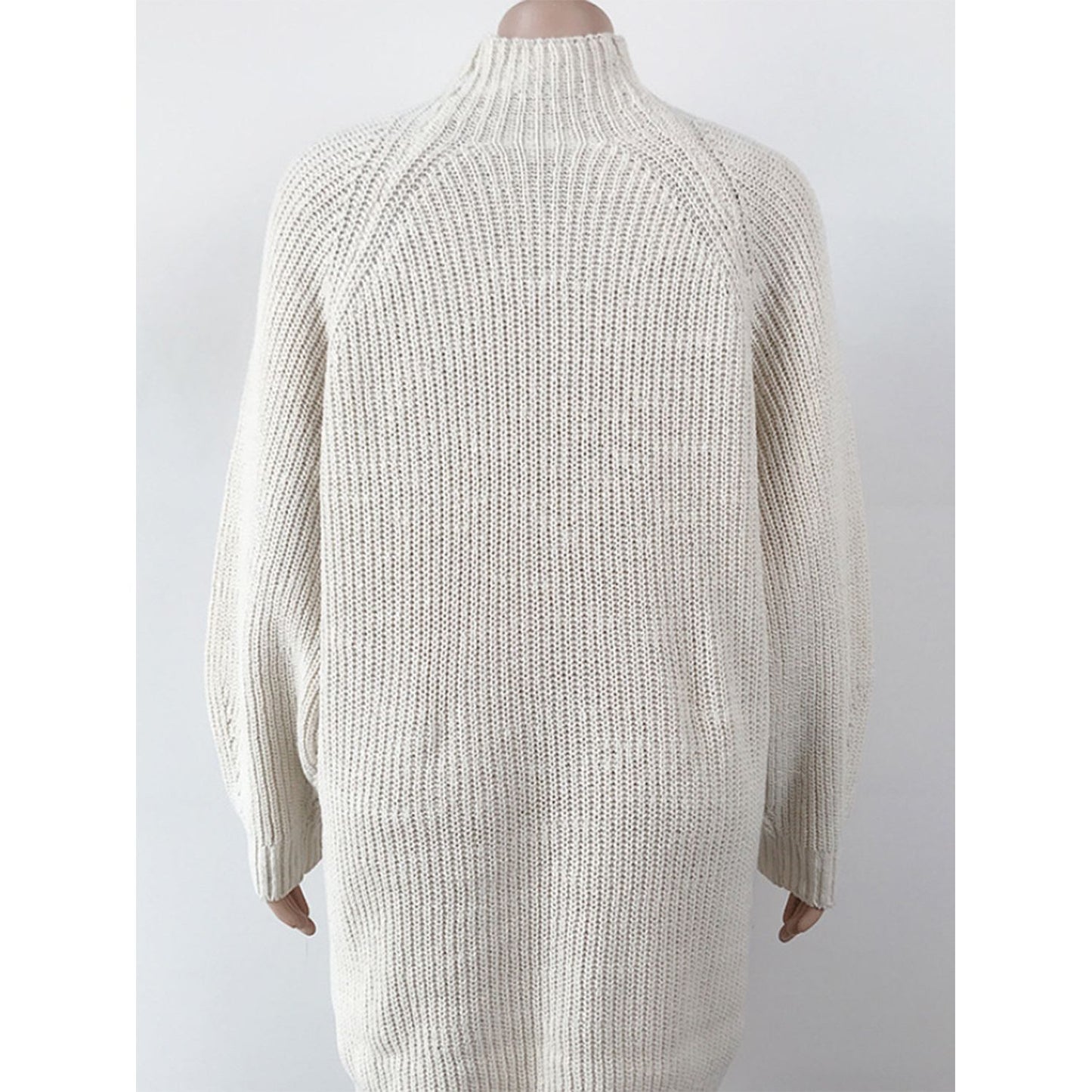 Mock Neck Dropped Shoulder Sweater Dress