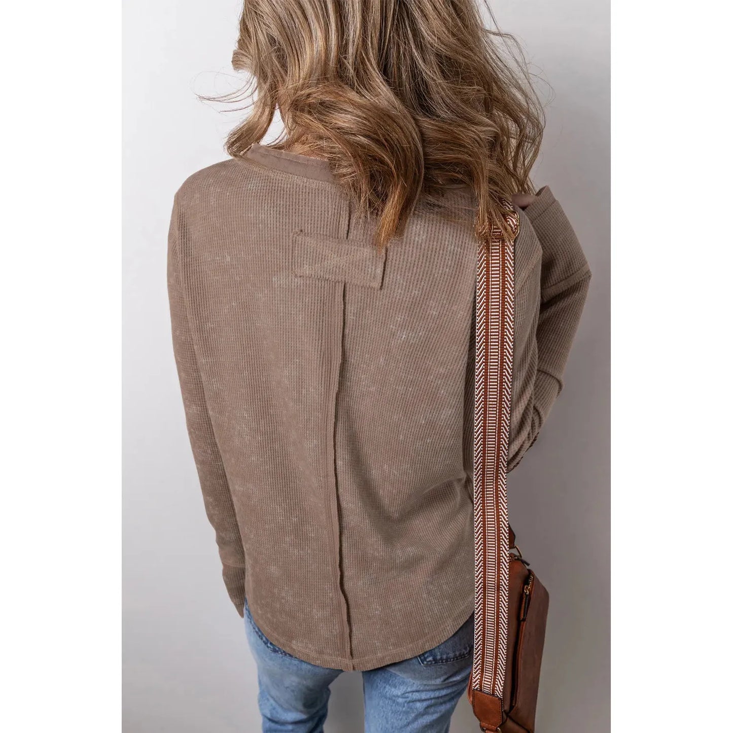 Notched Long Sleeve Top