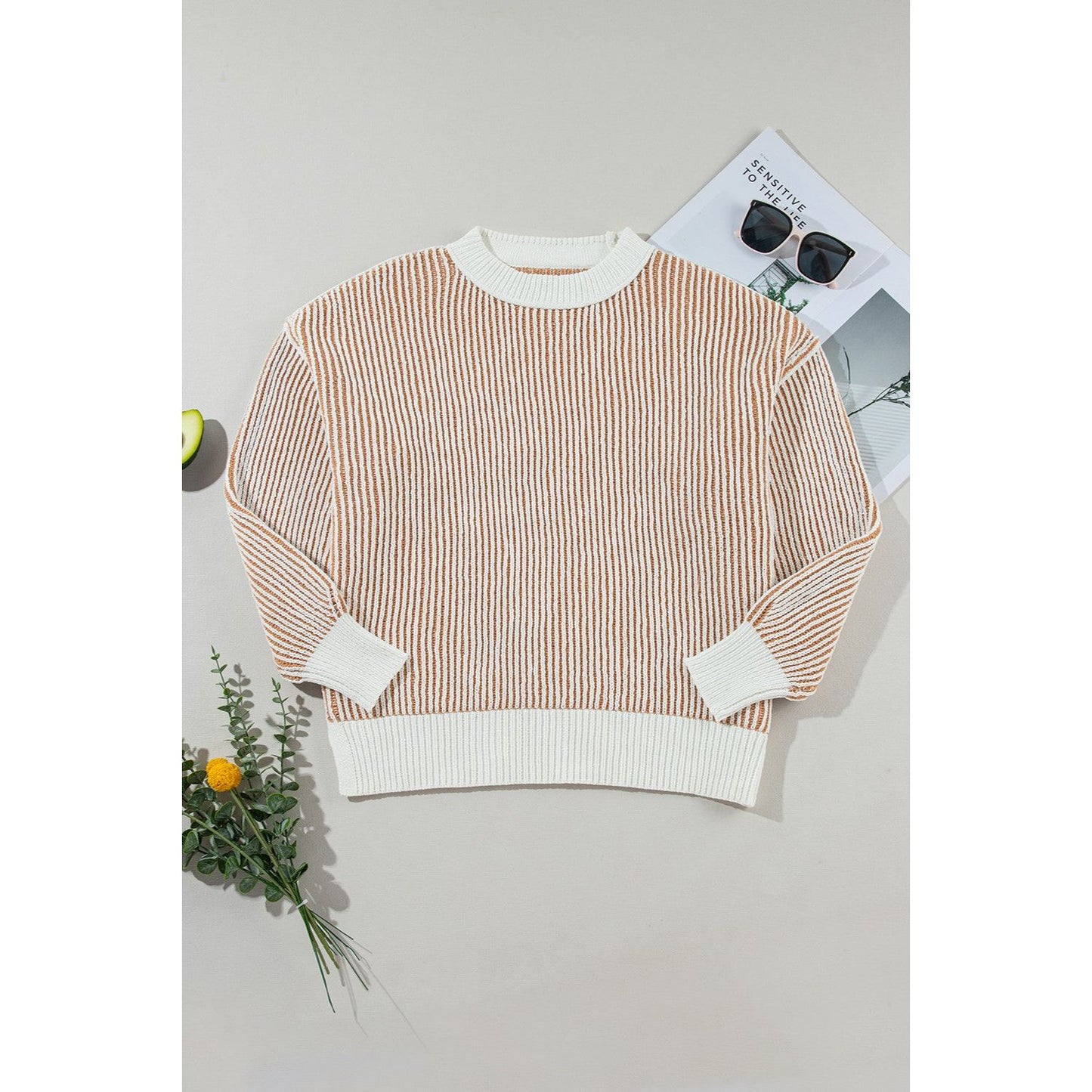 Round Neck Dropped Shoulder Sweater