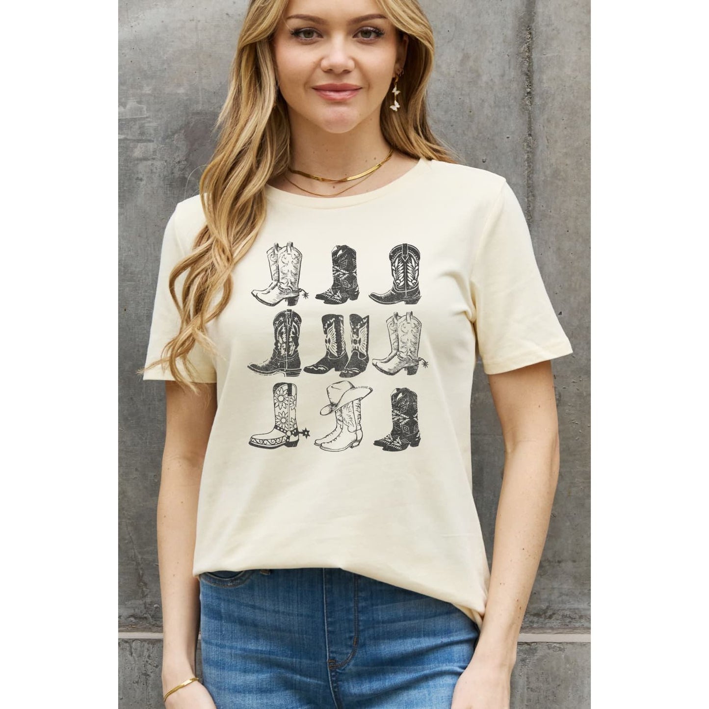 Simply Love Simply Love Full Size Cowboy Boots Graphic Cotton Tee