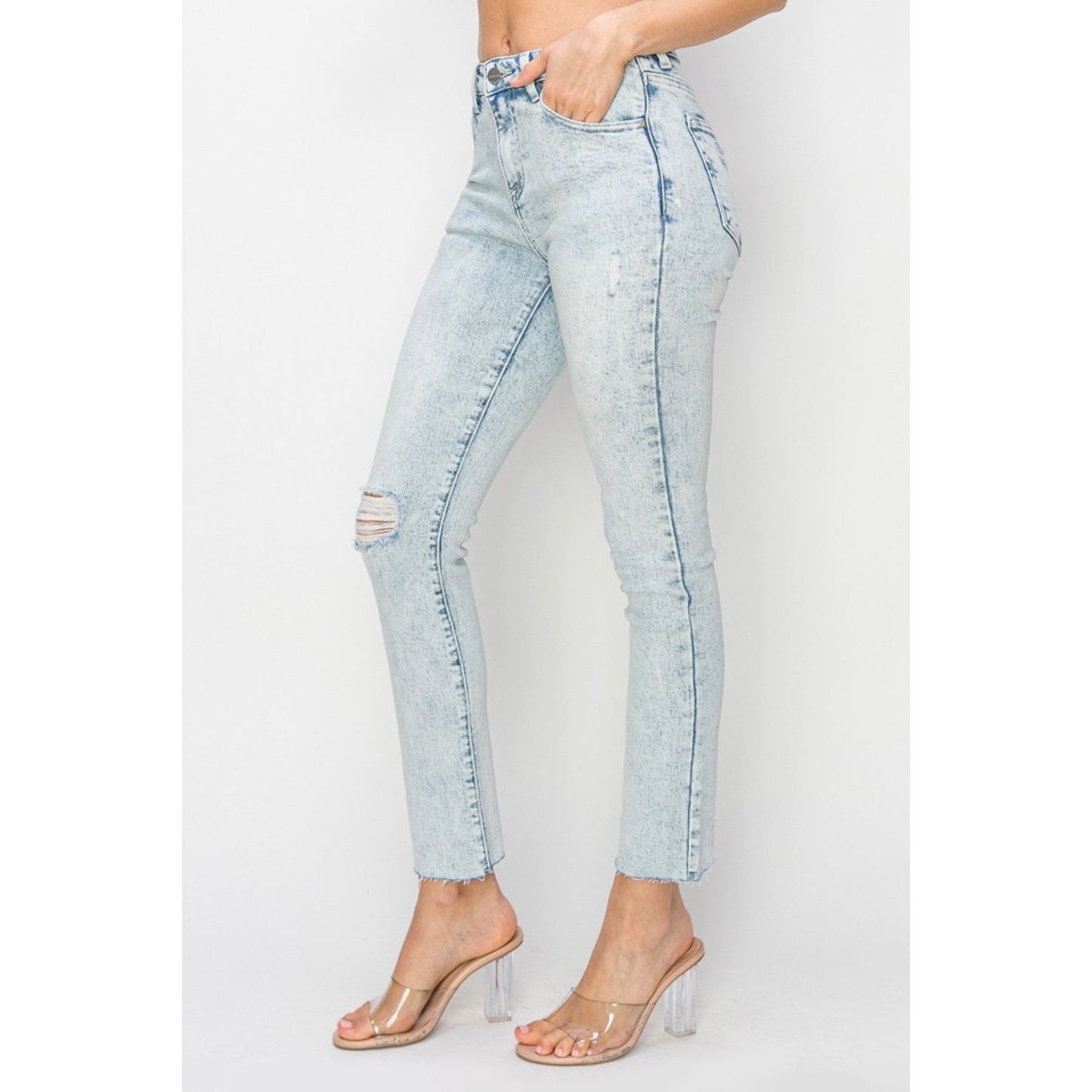 Risen Full Size High Rise Distressed Skinny Jeans