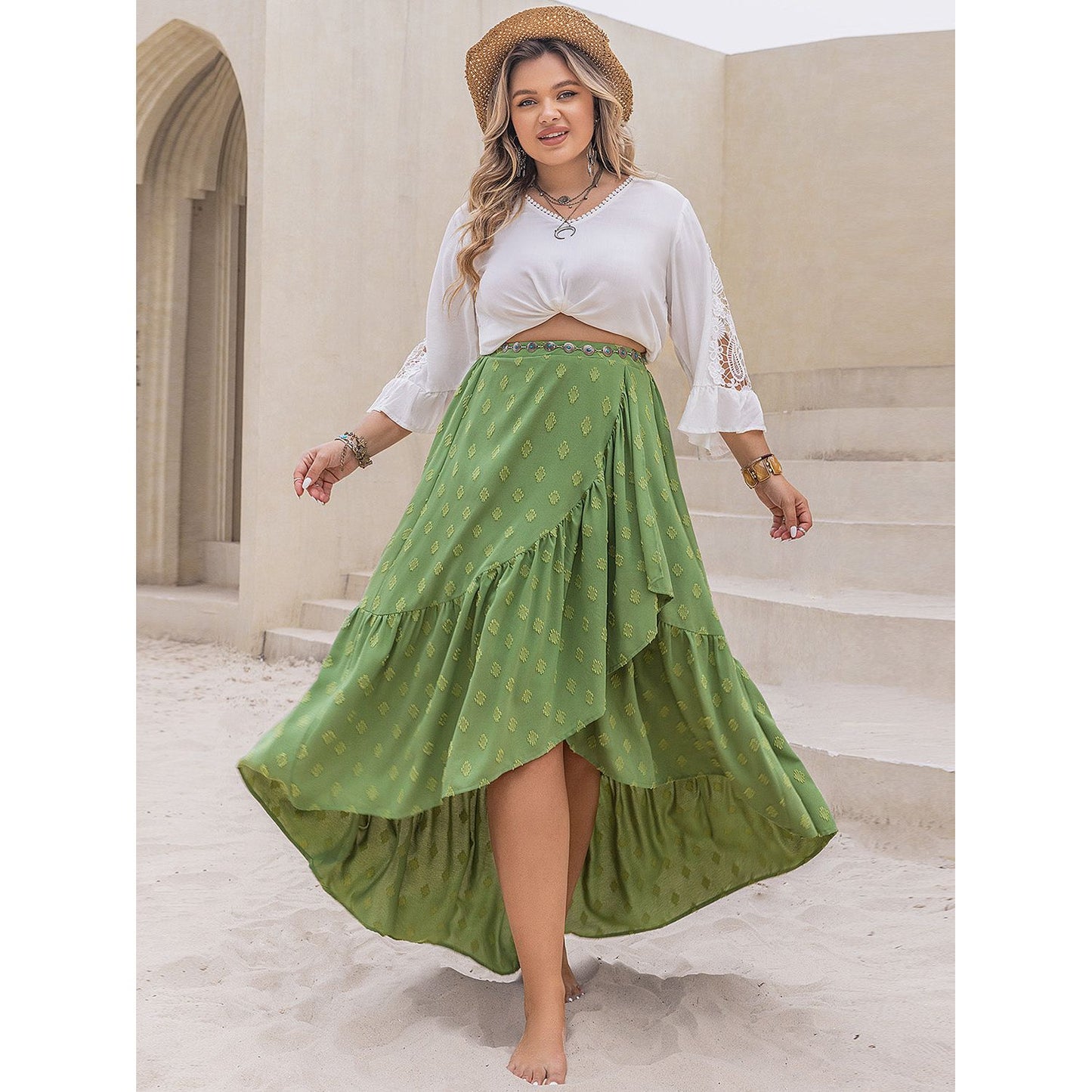 Plus Size High-Low Skirt