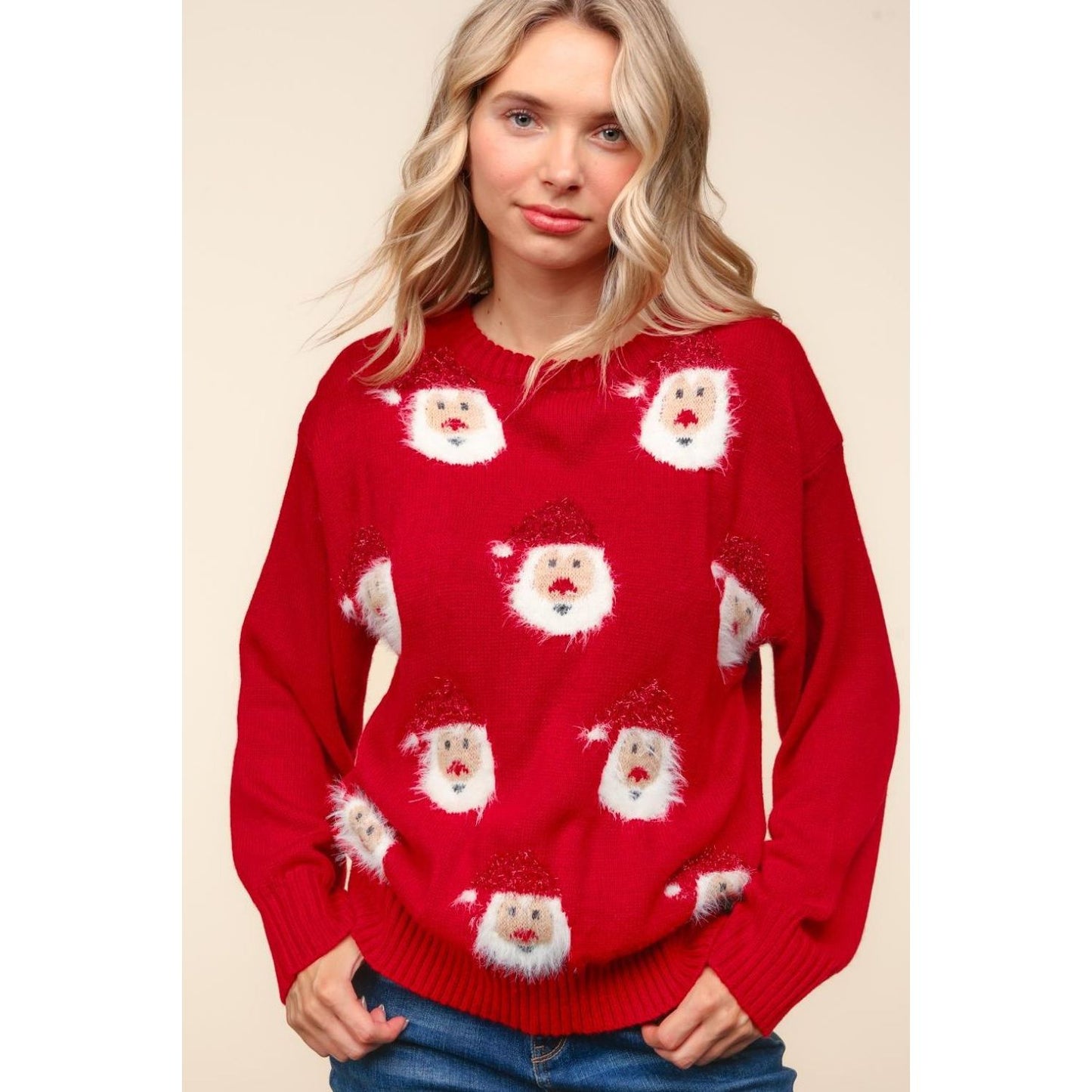 Haptics Santa Sparkle Brushed Sweater