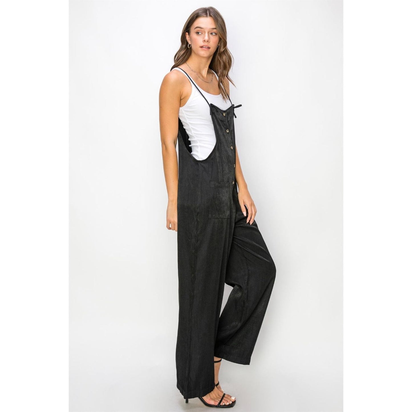 HYFVE Half Button Sleeveless Straight Jumpsuit