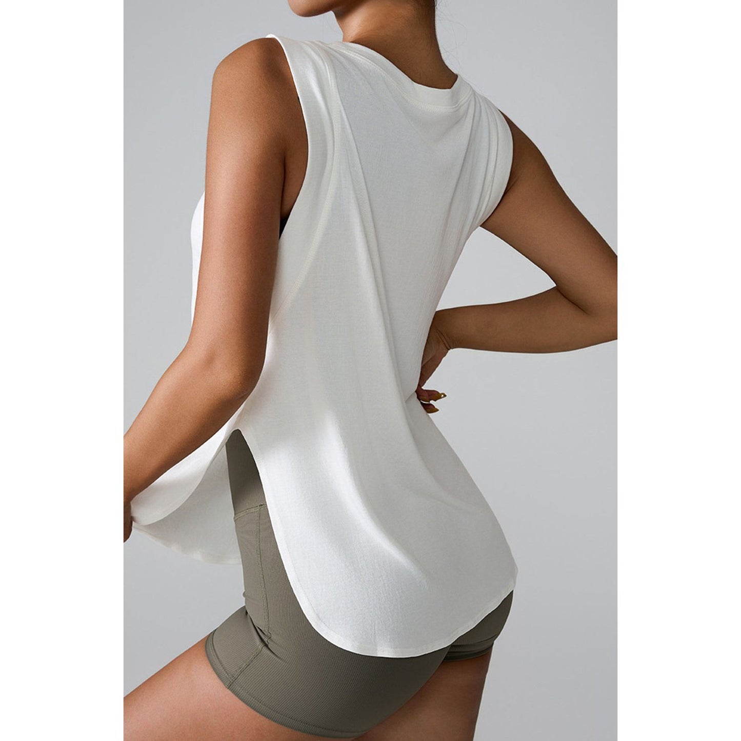 Slit Round Neck Active Tank