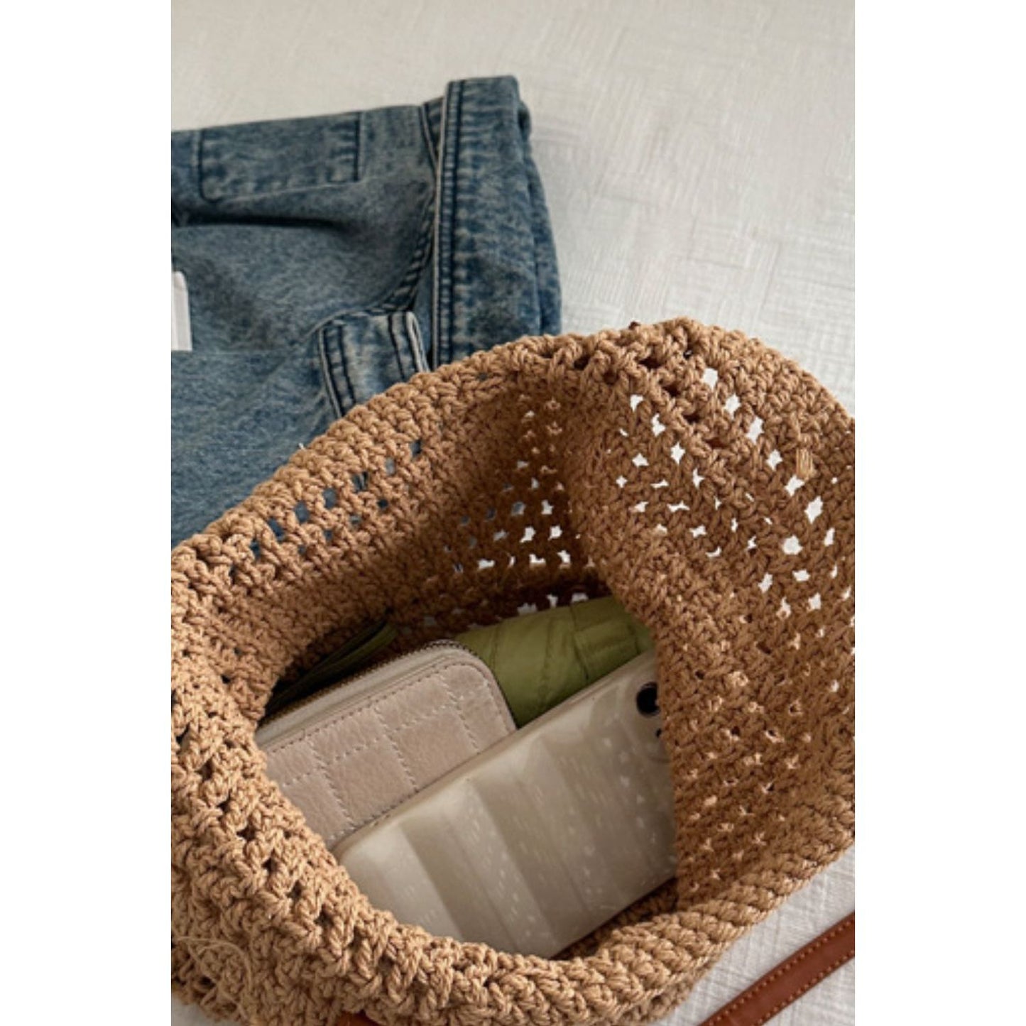 Openwork Woven Tote Bag