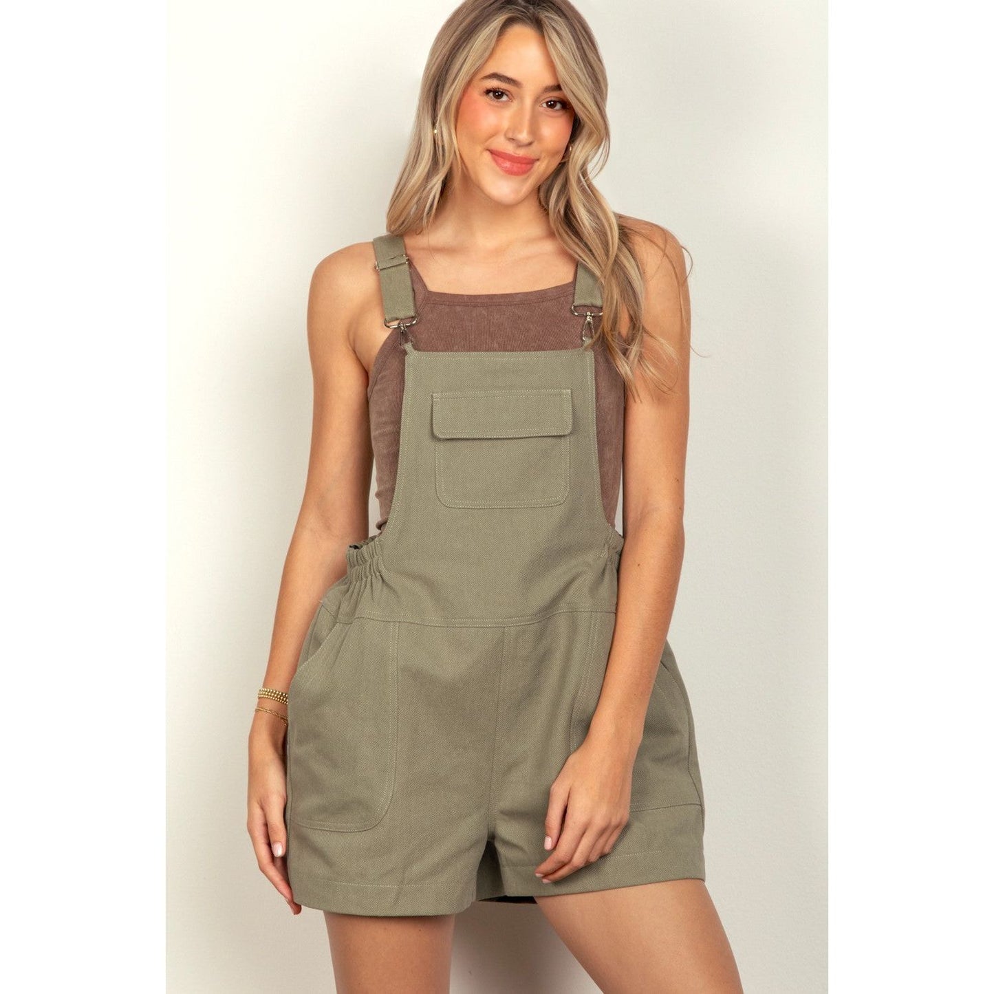 VERY J Adjustable Suspender Overalls with Pockets