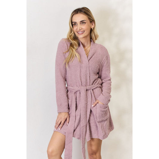 Hailey & Co Tie Front Long Sleeve Robe