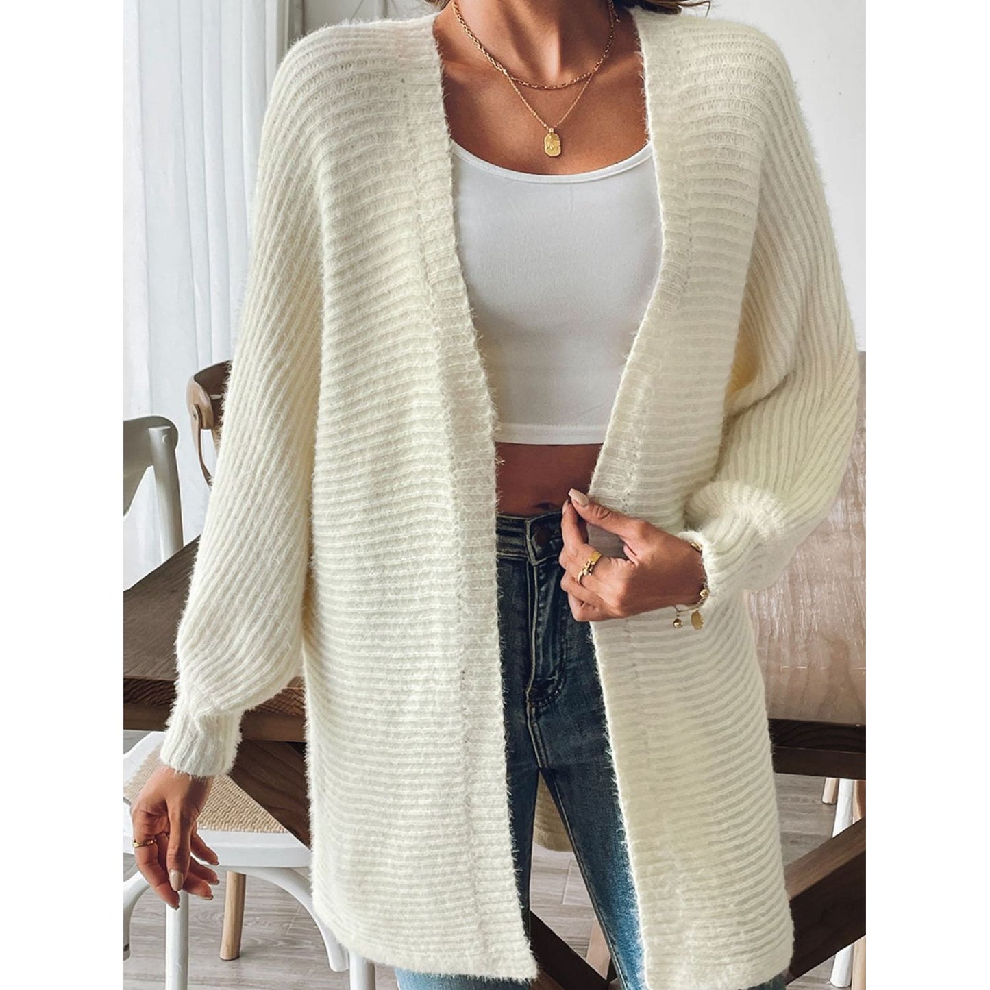 Open Front Long Sleeve Cardigan