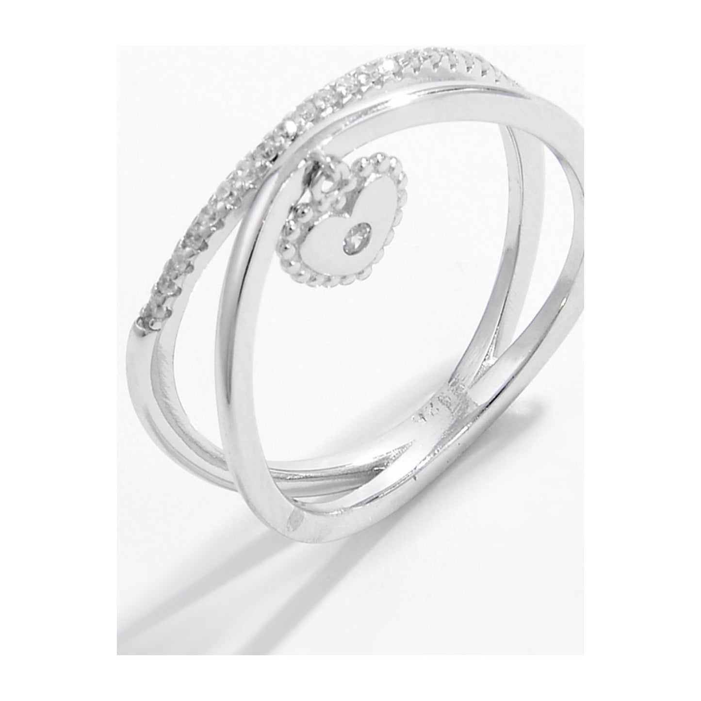 925 Sterling Silver Zircon Heart Charm Ring