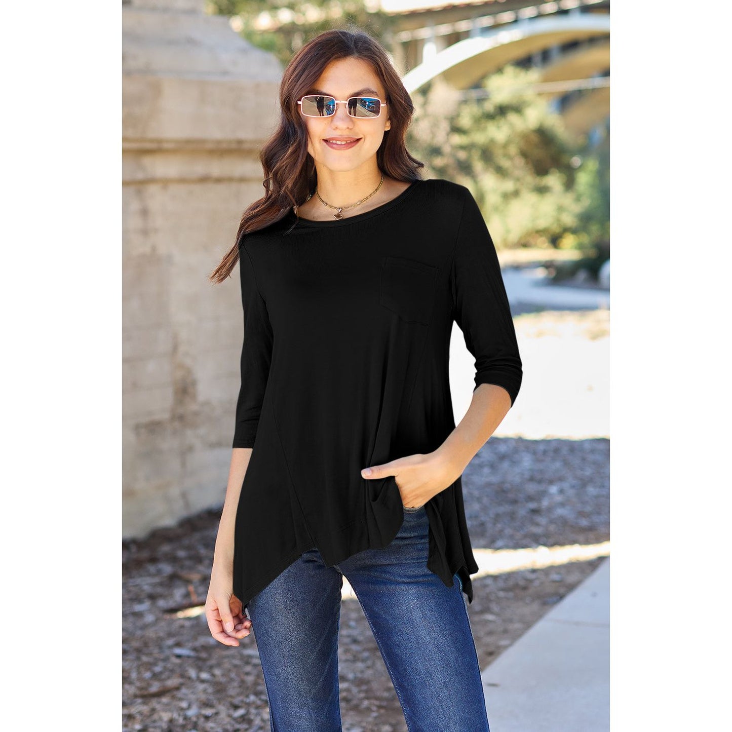 Basic Bae Full Size Round Neck Pocketed T-Shirt