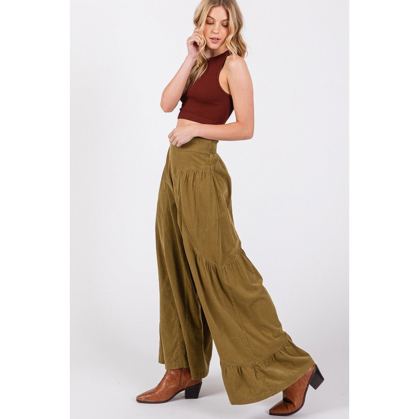 SAGE + FIG High Rise Corduroy Wide Leg Pants