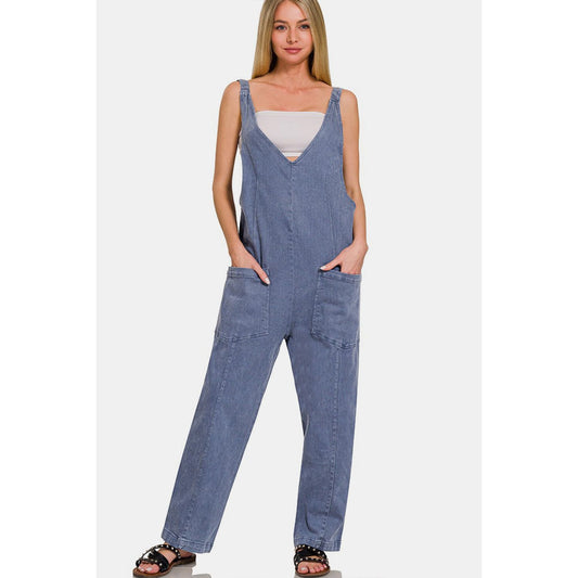 Zenana Pocketed Wide Strap Jumpsuit