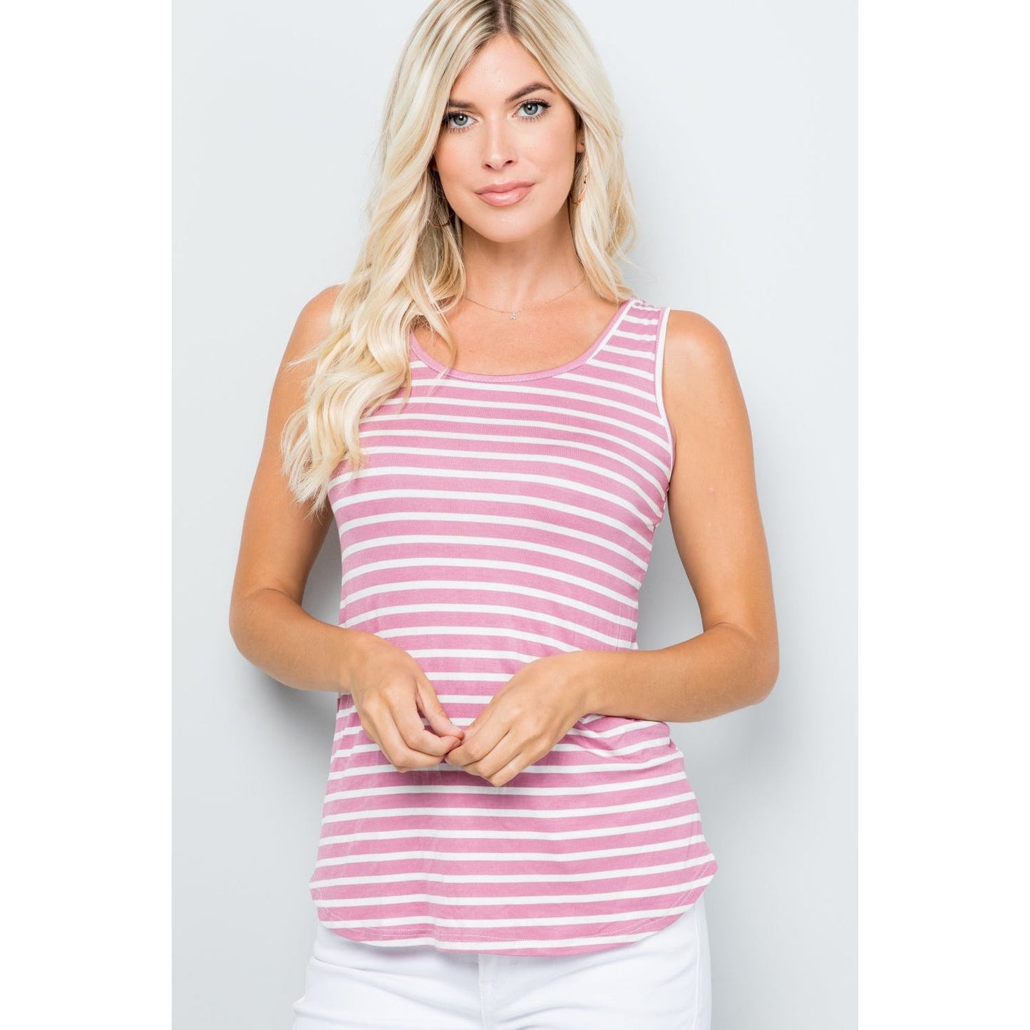 Celeste Full Size Backside Bow Tie Striped Tank