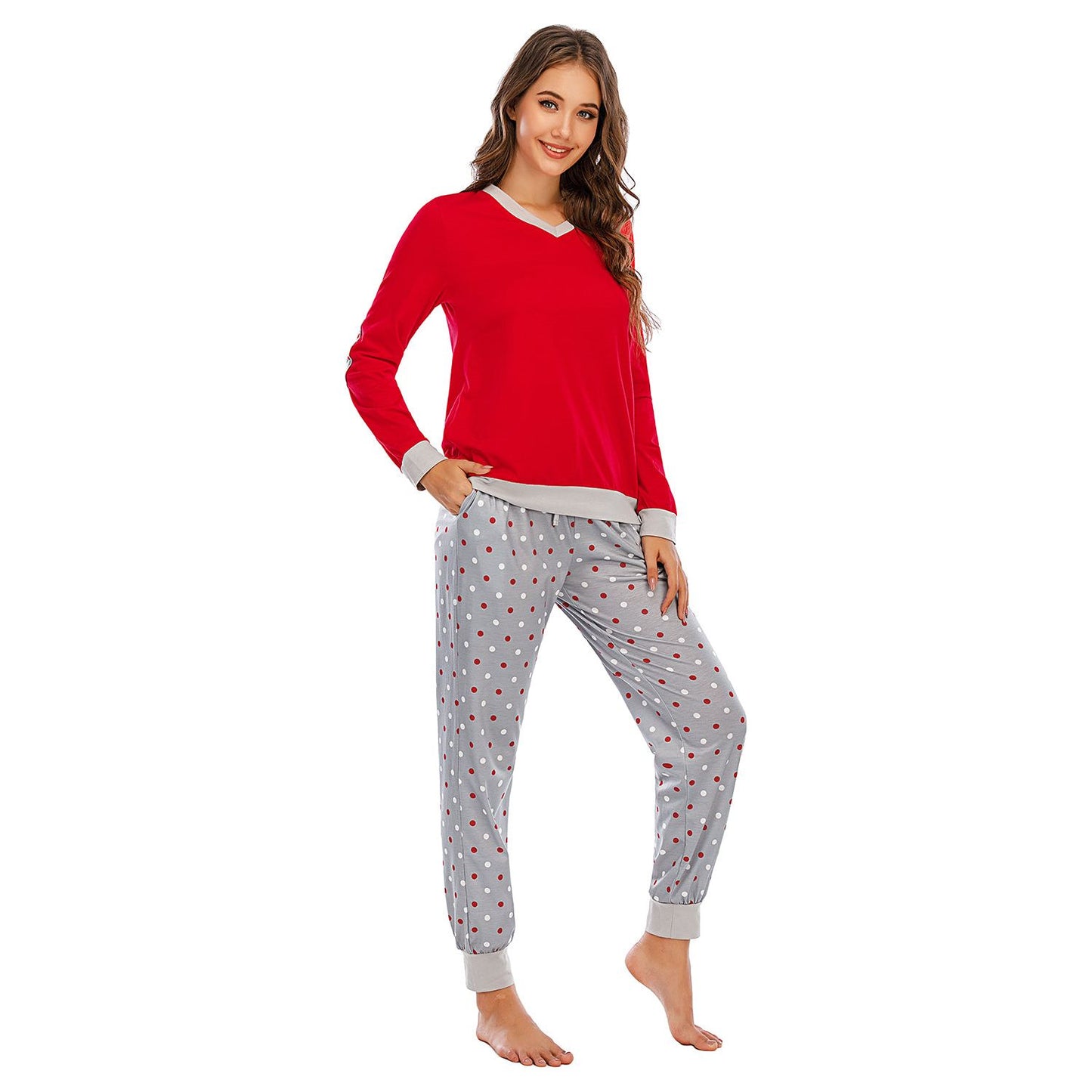 Long Sleeve Top and Polka Dot Pants Set