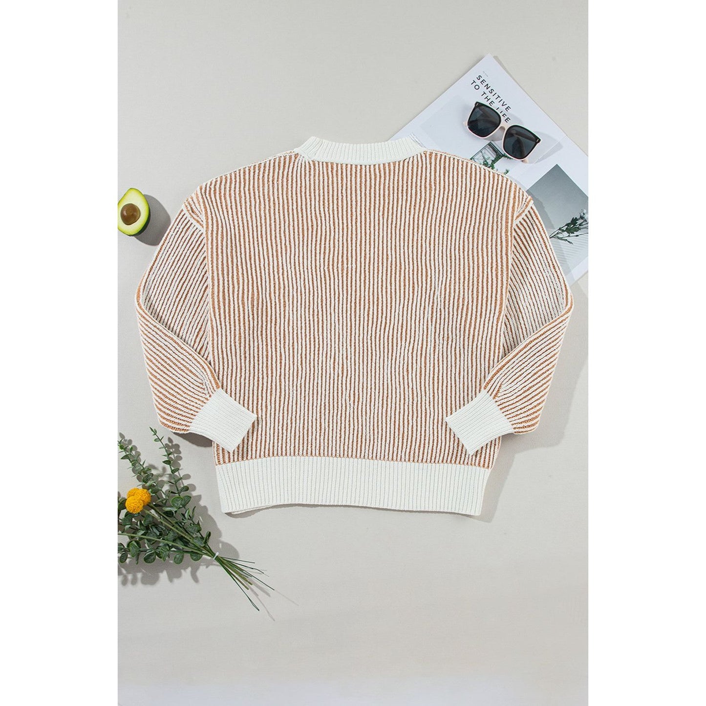 Round Neck Dropped Shoulder Sweater