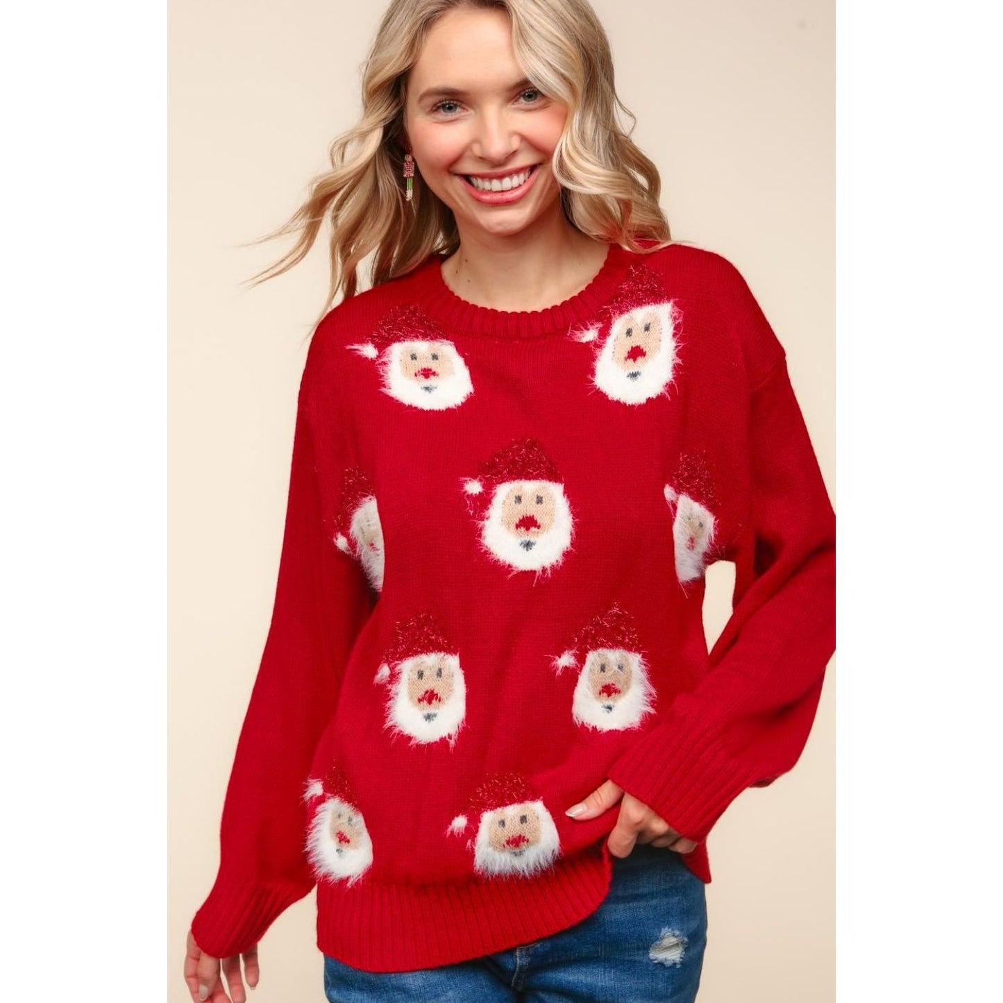 Haptics Santa Sparkle Brushed Sweater