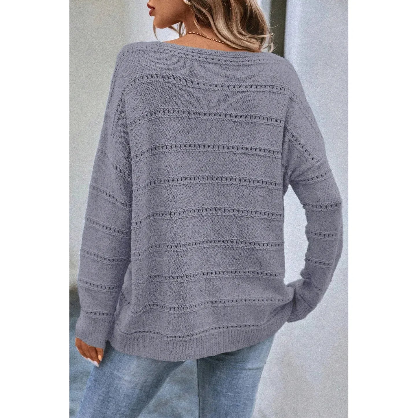 Boat Neck Dropped Shoulder Sweater