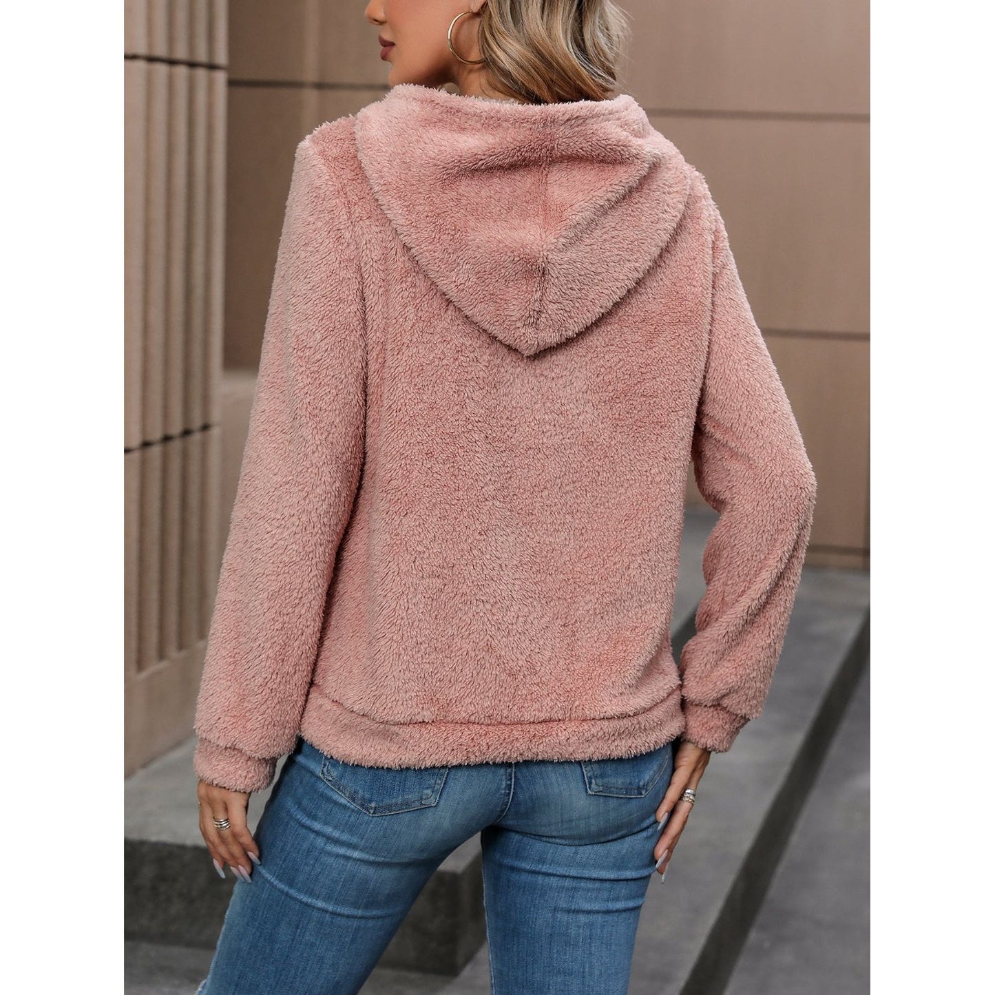 Fuzzy Long Sleeve Hoodie