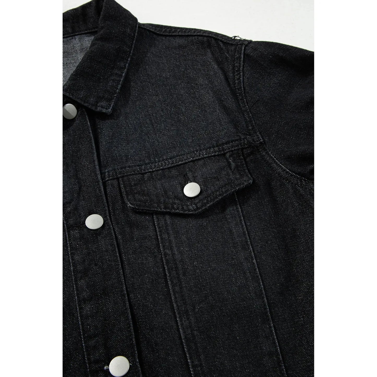 Raw Hem Button Up Denim Top