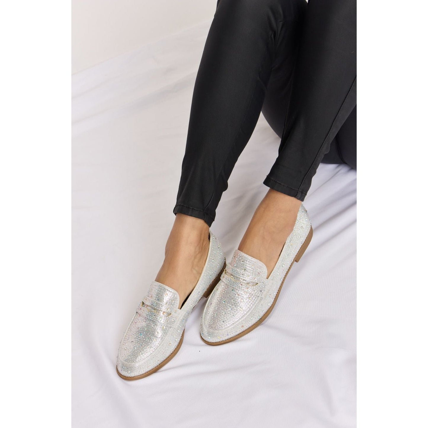 Forever Link Rhinestone Point Toe Loafers