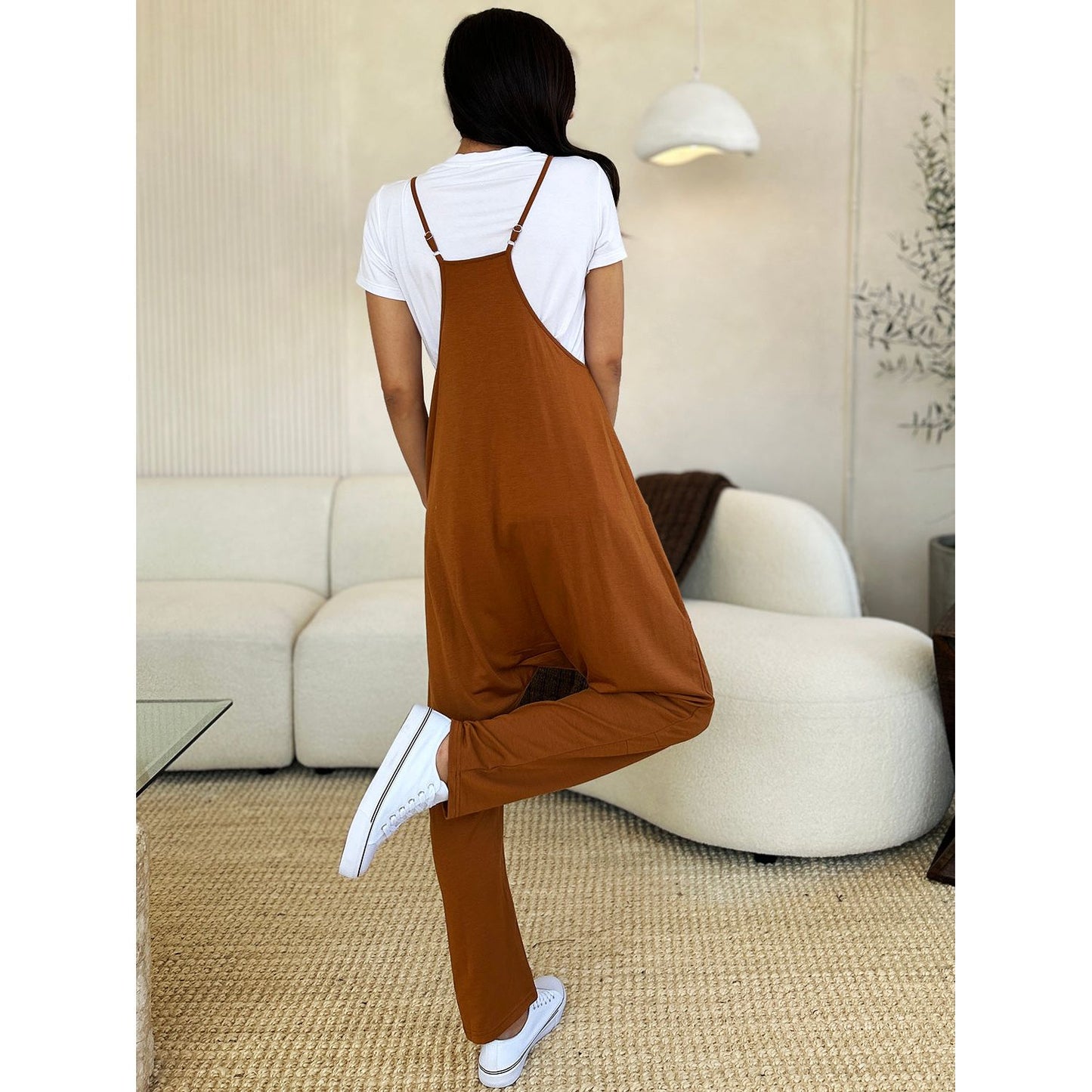 Double Take Full Size Sleeveless V-Neck Pocketed Jumpsuit