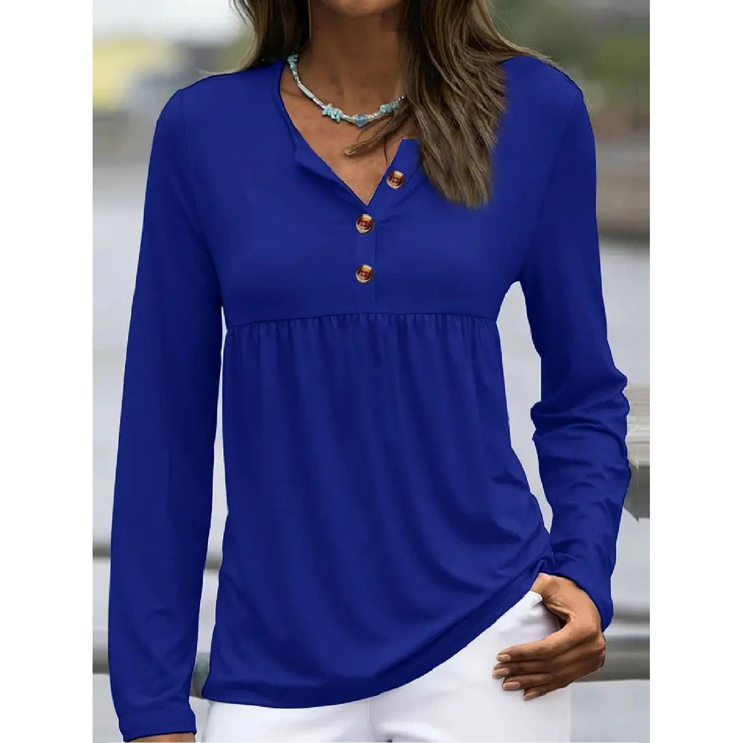 Half Button Long Sleeve T-Shirt