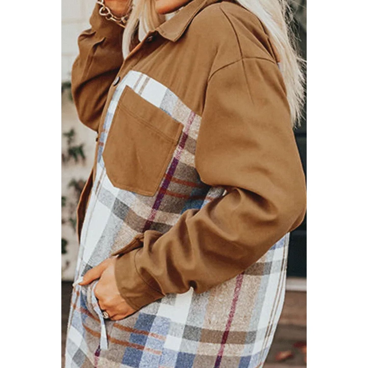 Pocketed Plaid Long Sleeve Mini Dress