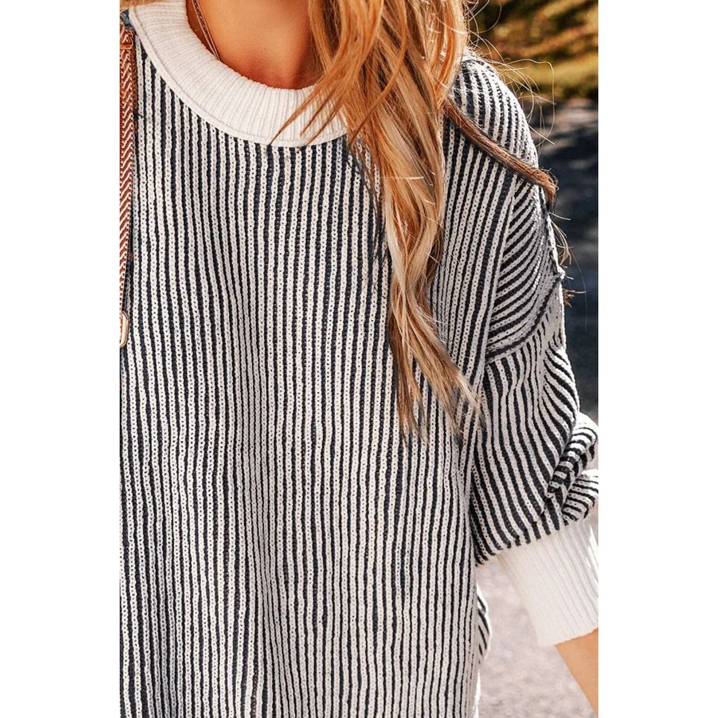 Round Neck Dropped Shoulder Sweater